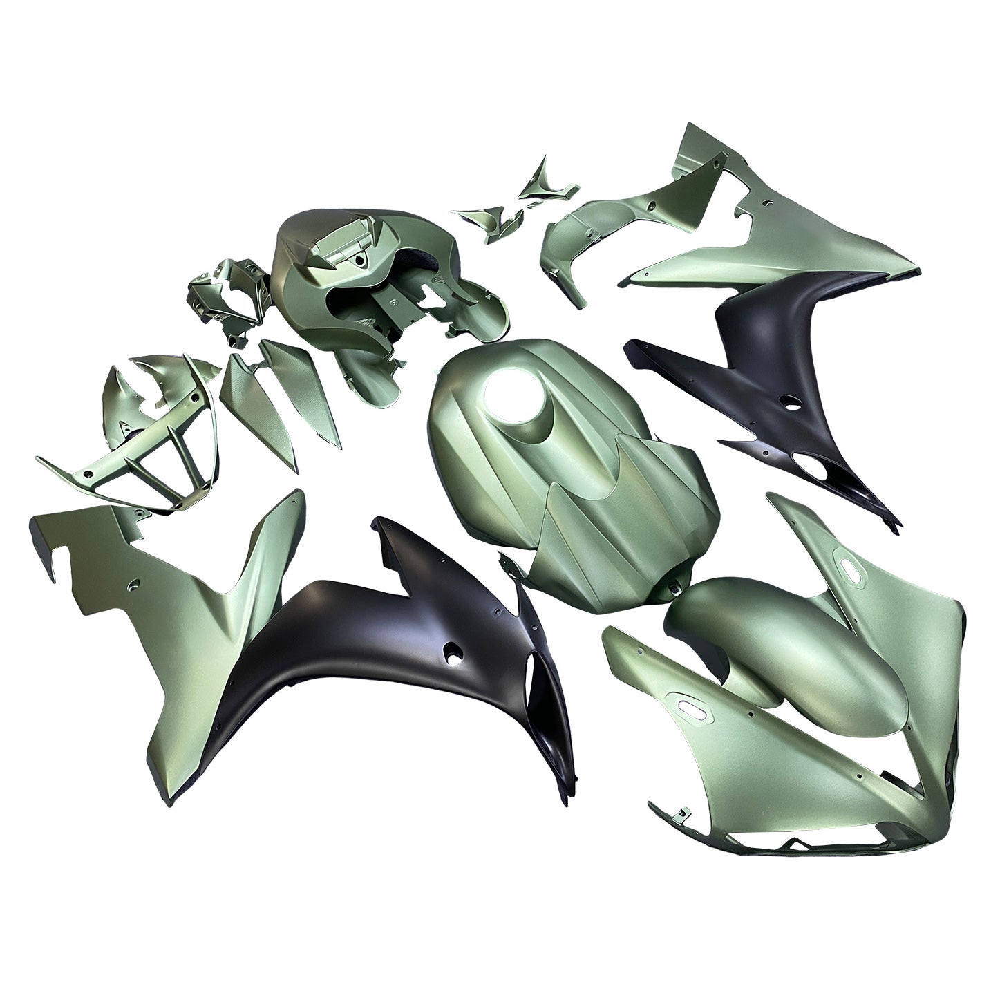 Amotopart 2004-2006 YZF 1000 R1 Yamaha Matte Green&Black Fairing Kit