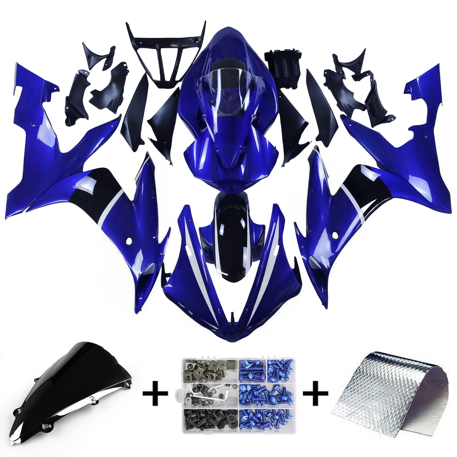 Amotopart 2004-2006 YZF 1000 R1 Yamaha Blue&Black Fairing Kit