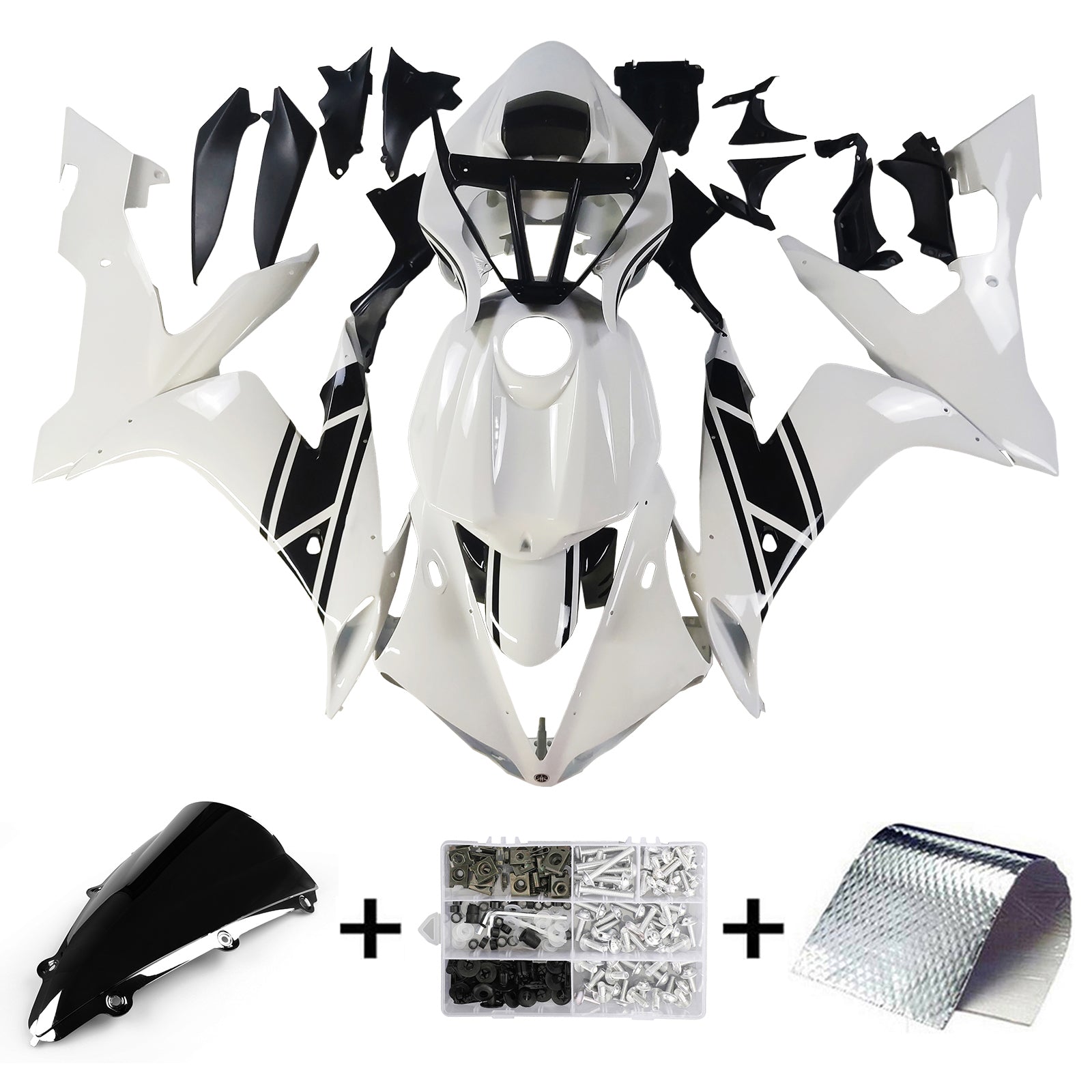 Amotopart 2004-2006 YZF 1000 R1 Yamaha White&Black Fairing Kit