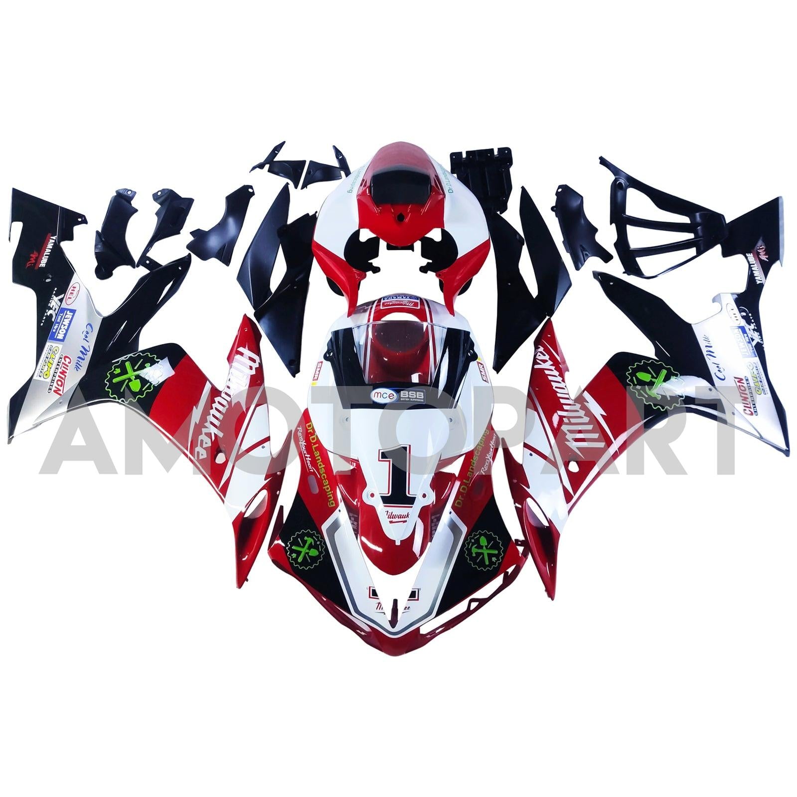 Amotopart 2004-2006 YZF 1000 R1 Yamaha Red&White Fairing Kit