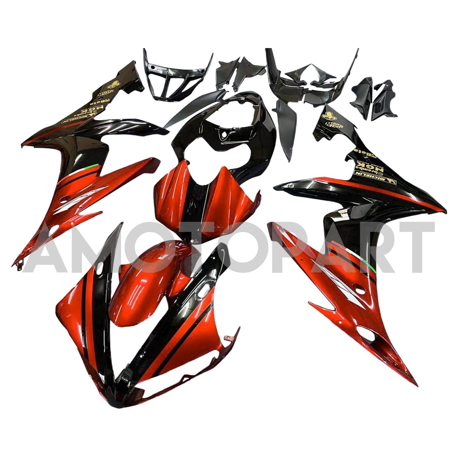 Amotopart 2004-2006 YZF 1000 R1 Yamaha Glanzrot&Schwarzes Verkleidungsset