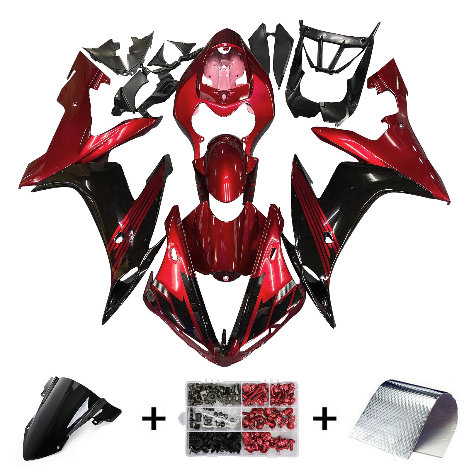 Amotopart 2004-2006 Yamaha YZF-R1 Red & Black Fairing Kit
