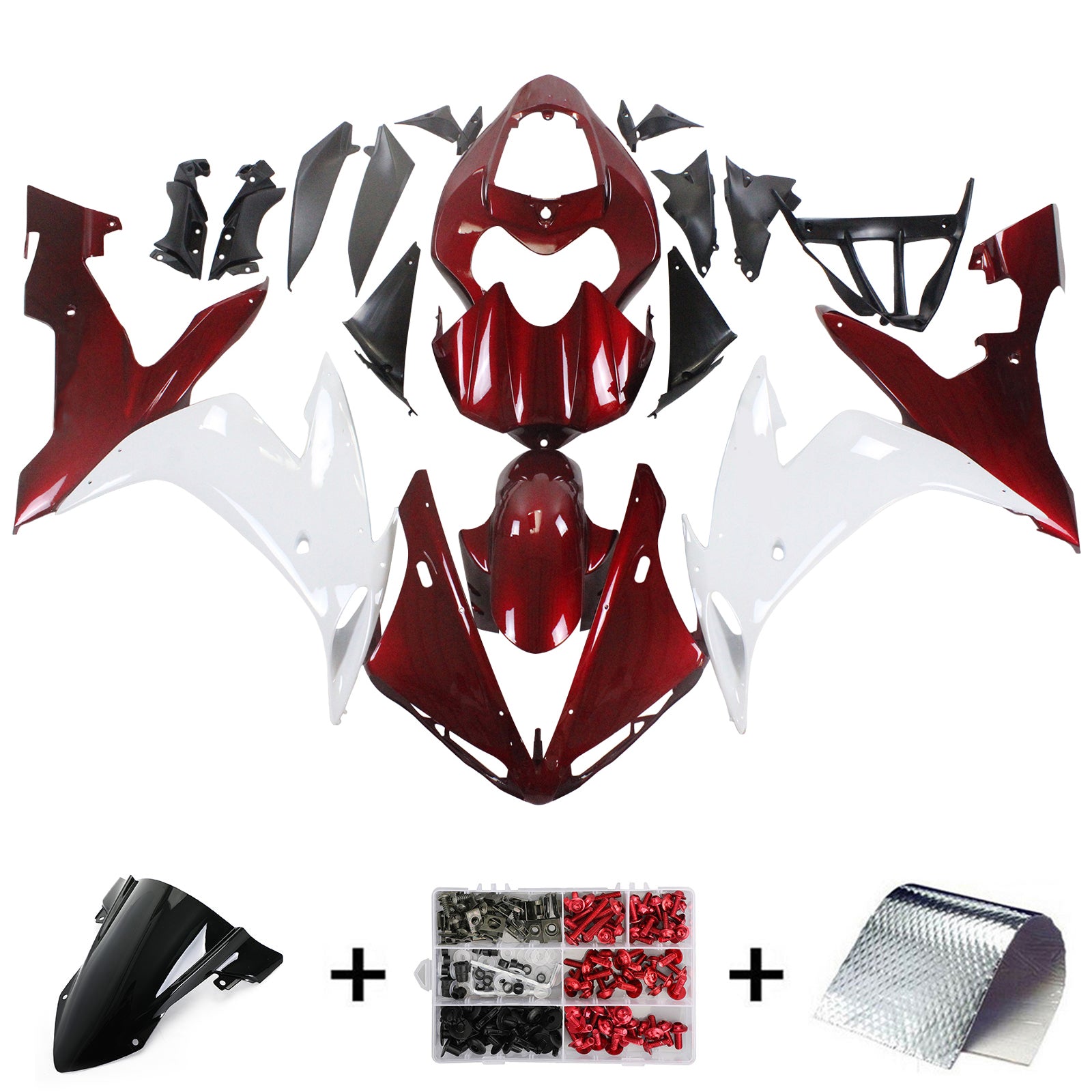 Amotopart 2004-2006 YZF 1000 R1 Yamaha Red&White Fairing Kit