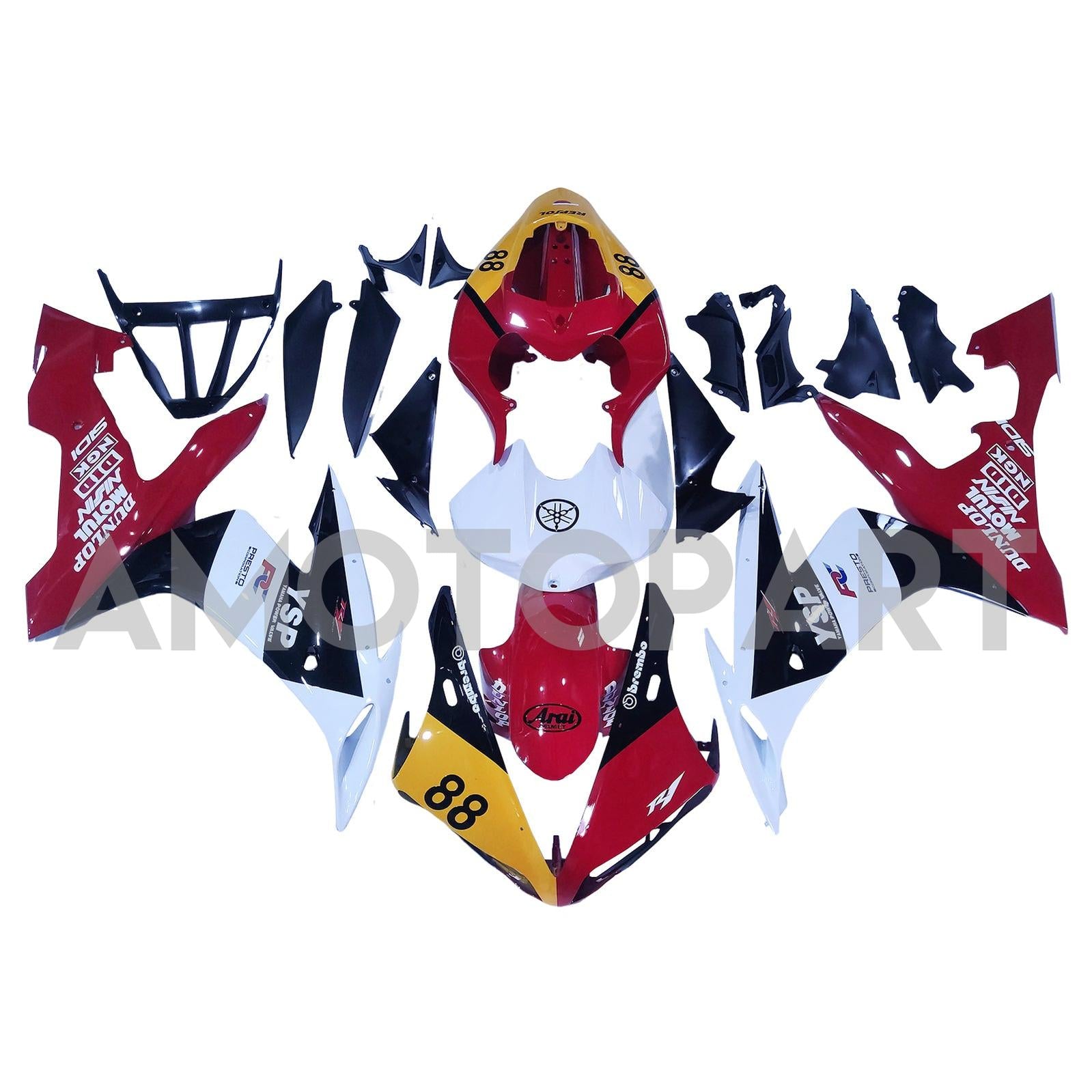 AMOTOPART 2004-2006 YZF 1000 R1 YAMAHA RED WHITE FAIRING KIT