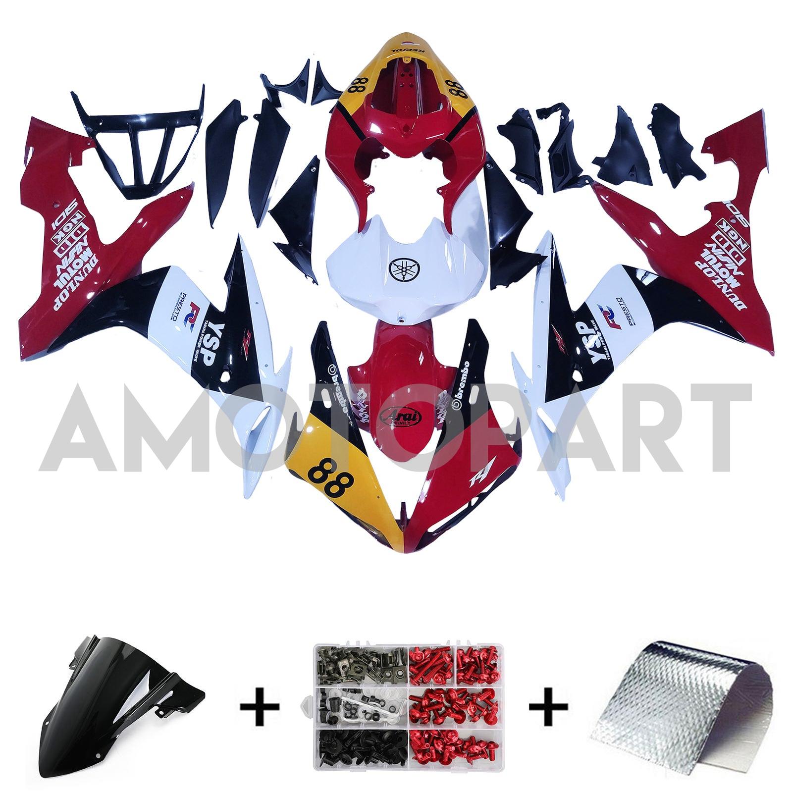 Amotopart 2004-2006 YZF 1000 R1 Yamaha Red White Realing Kit