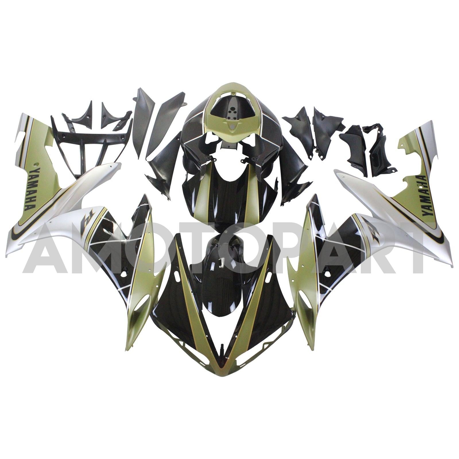 Amotopart Yamaha 2004-2006 YZF 1000 R1 Kit de carénage en or noir