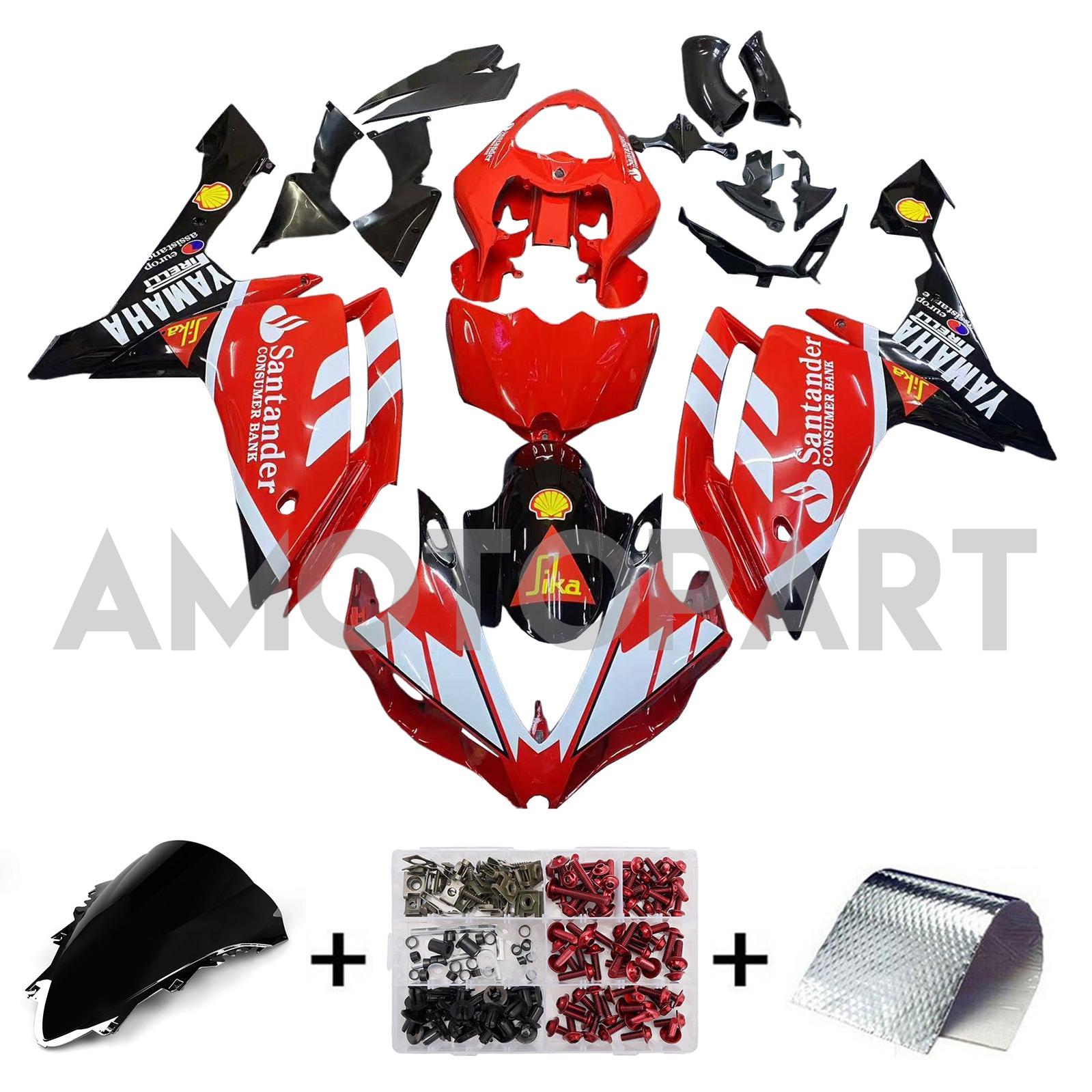 Amotopart 2007-2008 ヤマハ YZF 1000 R1 レッド&ホワイト スタイル 5 フェアリングキット