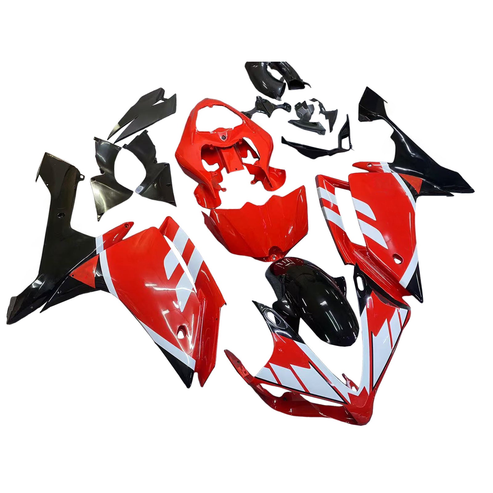 Amotopart 2007-2008 Yamaha YZF 1000 R1 Rosso e Bianco Style 5 Kit carena