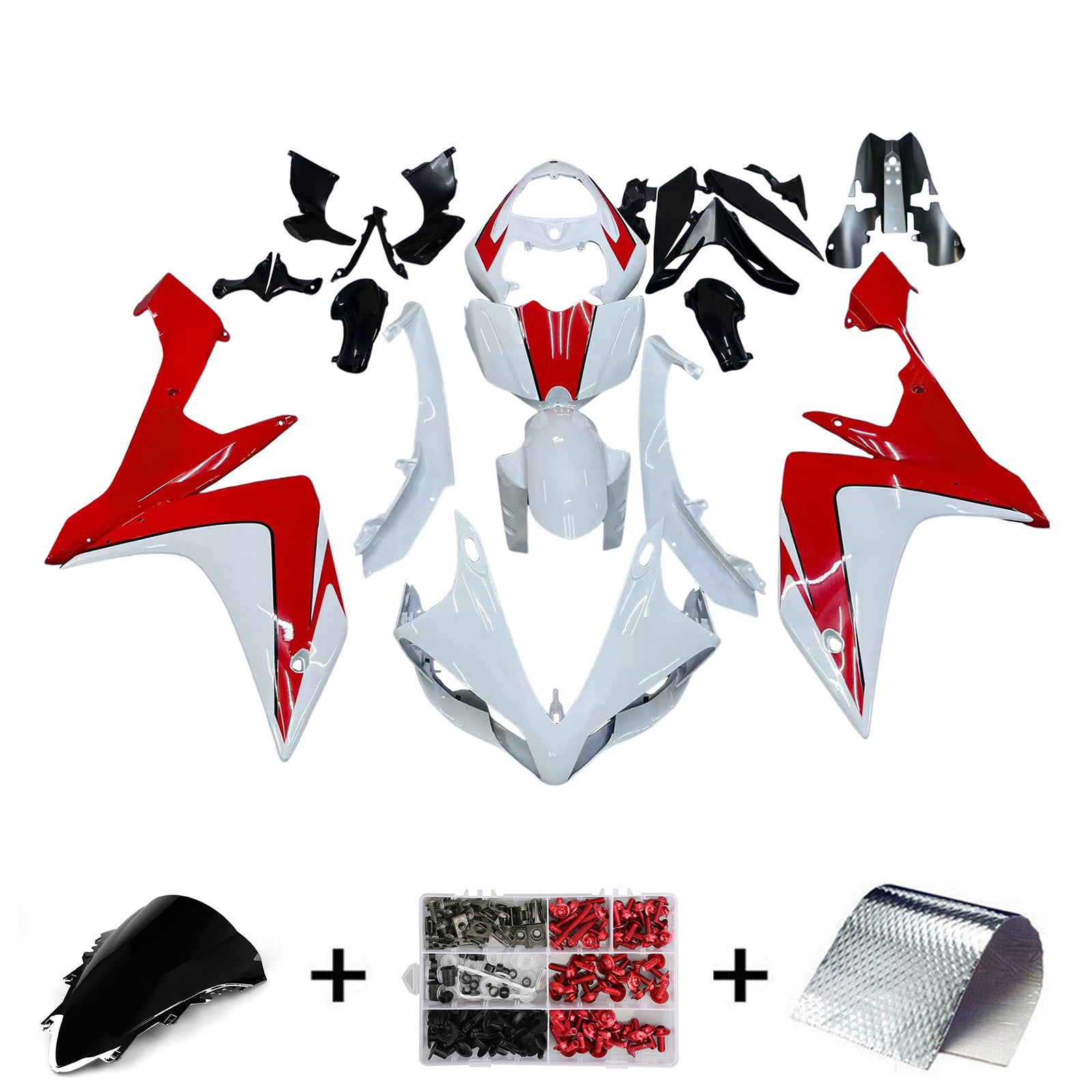 Amotopart 2007–2008 Yamaha YZF 1000 R1 Rot&White Style3 Verkleidungssatz