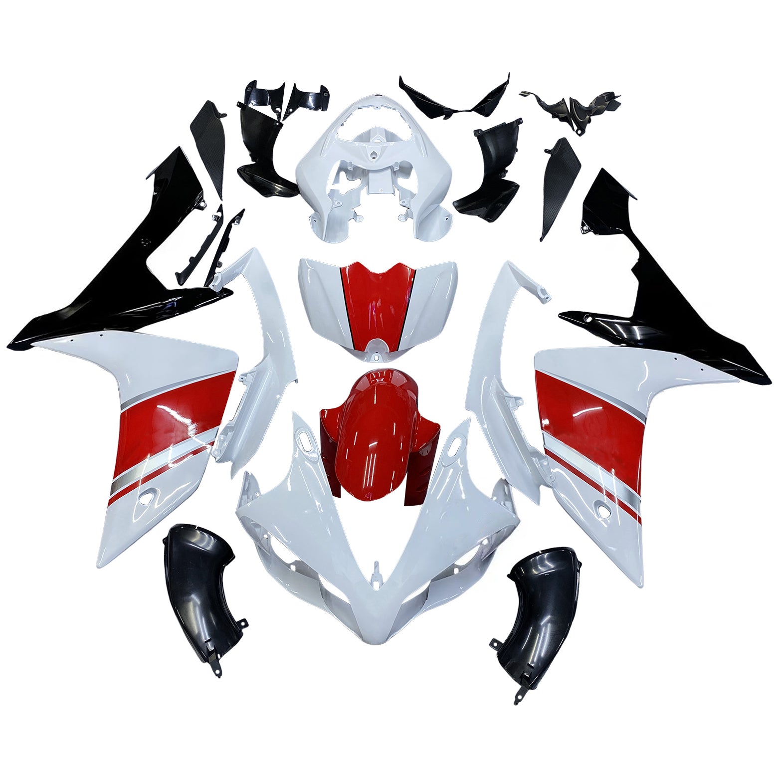 Amotopart 2007-2008 Yamaha YZF 1000 R1 Red&White Style4 Fairing Kit