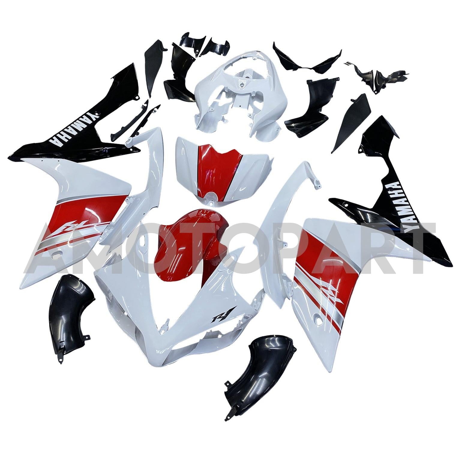Amotopart 2007-2008 ヤマハ YZF 1000 R1 レッド&ホワイト Style4 フェアリングキット