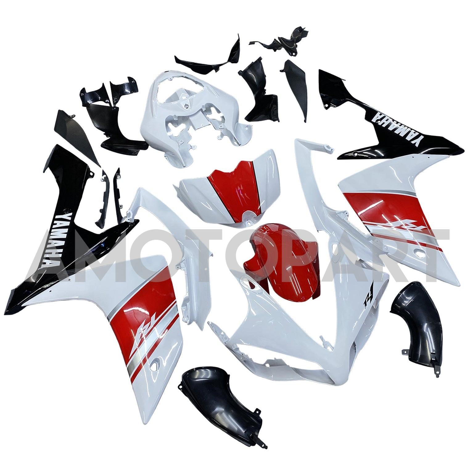Amotopart 2007-2008 ヤマハ YZF 1000 R1 レッド&ホワイト Style4 フェアリングキット