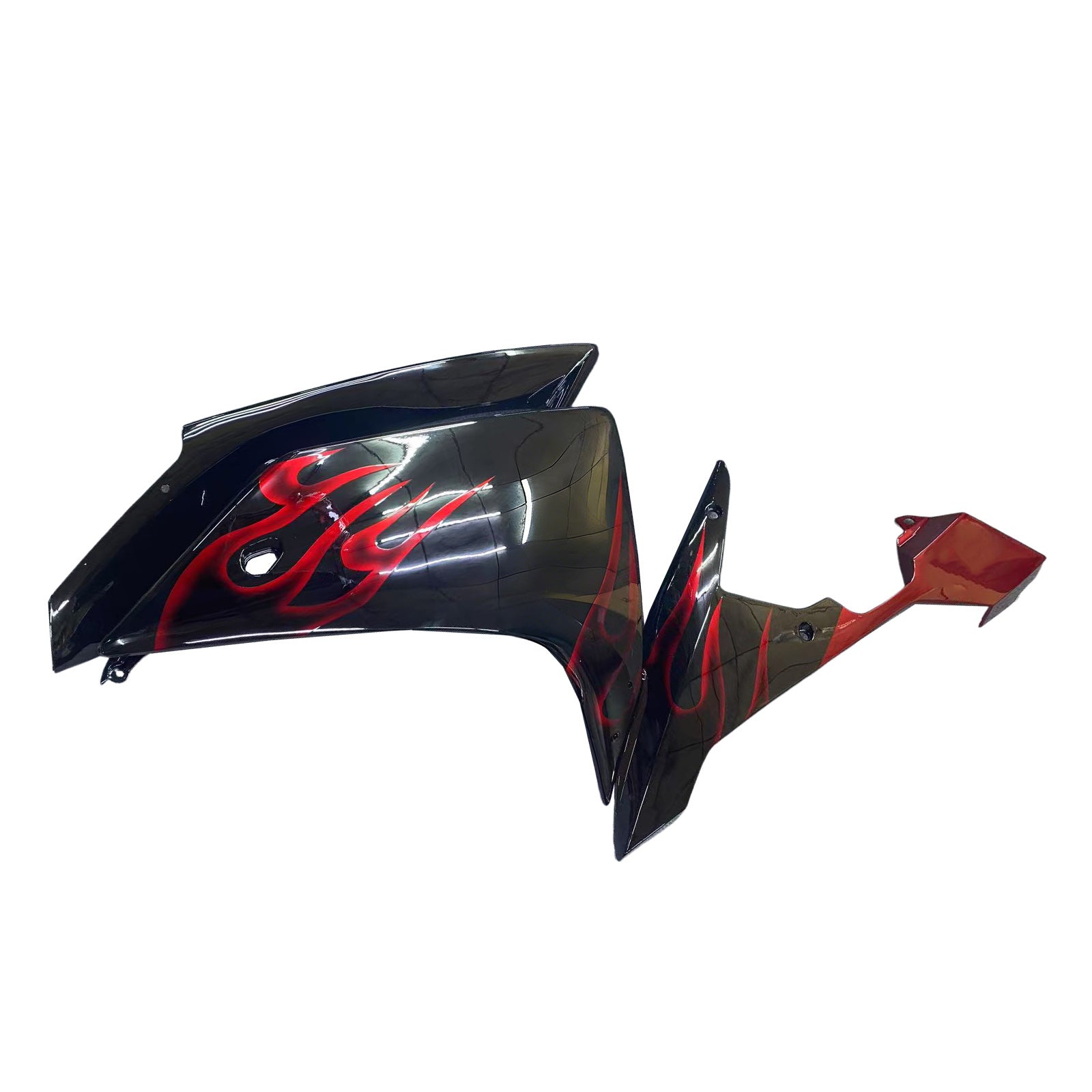 Amotopart 2007-2008 Yamaha YZF 1000 R1 Nero lucido con kit carenatura Red Flame