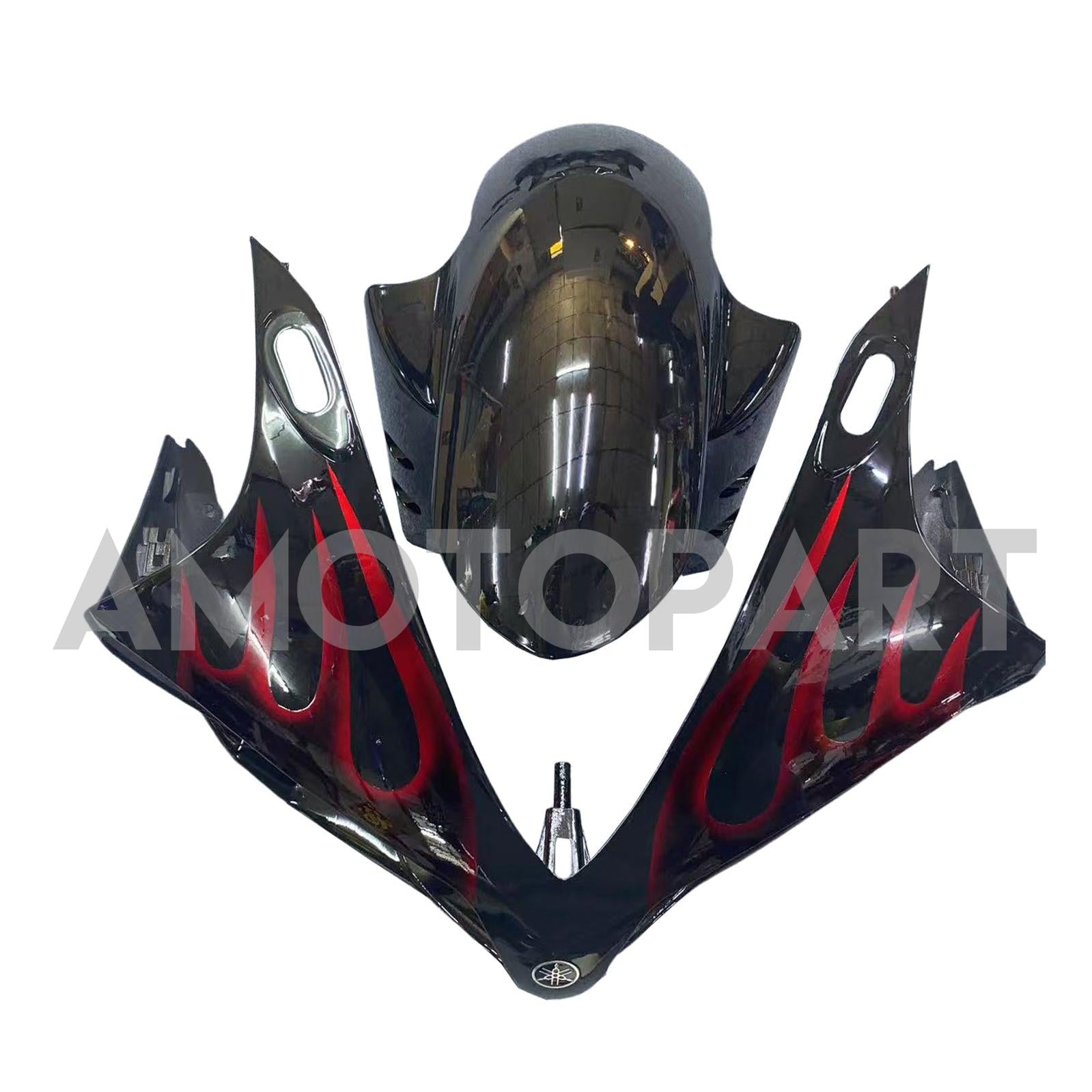 Amotopart 2007-2008 ヤマハ YZF 1000 R1 グロスブラック レッドフレームフェアリングキット付き