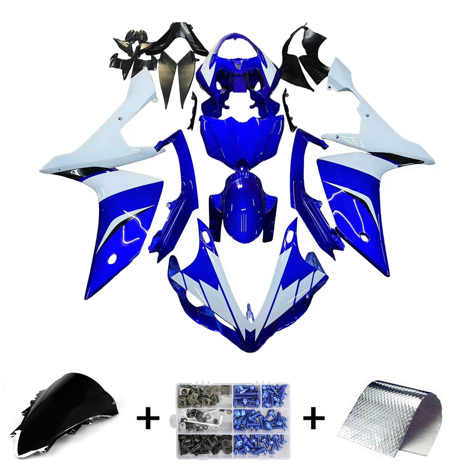 Amotopart 2007–2008 Yamaha YZF 1000 R1 Blau&Weißes Verkleidungsset