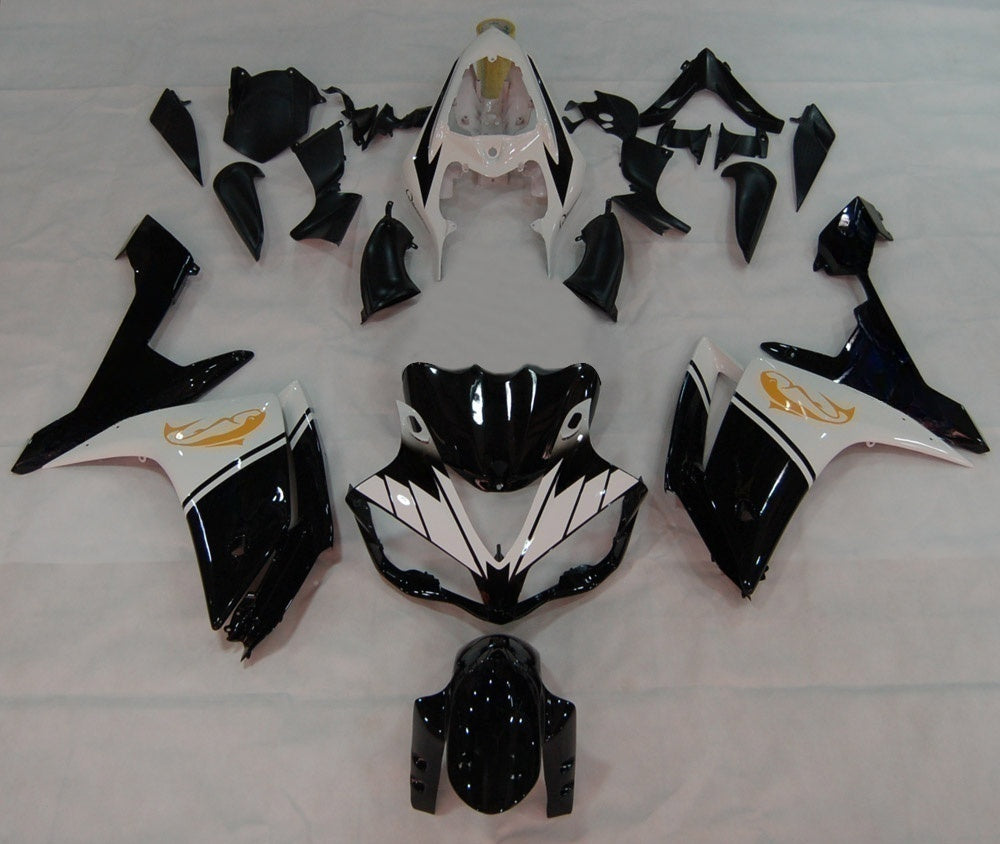Amotopart 2007-2008 Yamaha YZF 1000 R1 Noir&Kit de carénage blanc Style1