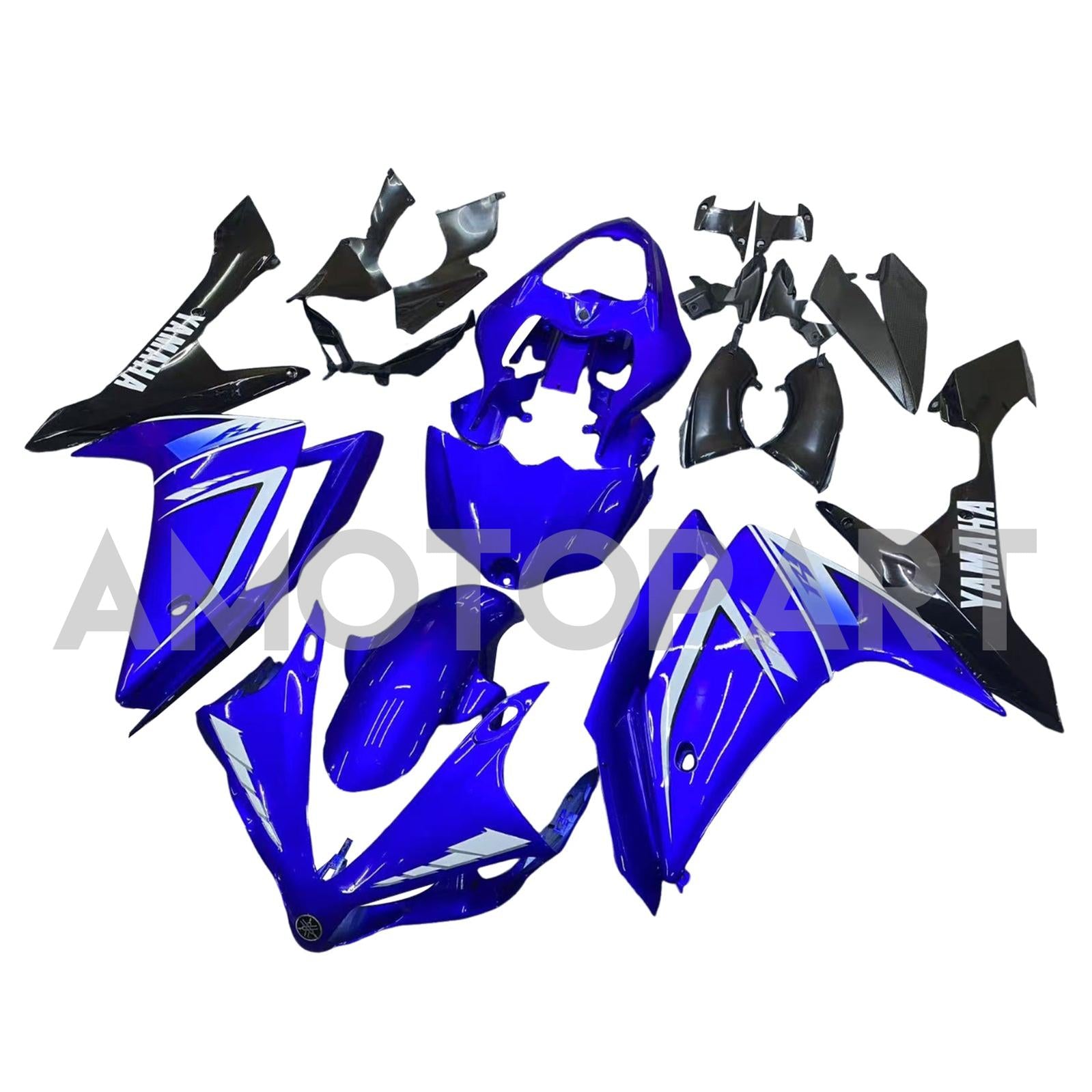 Amotopart 2007-2008 Yamaha YZF 1000 R1 Bleu&Kit de carénage Black Style1