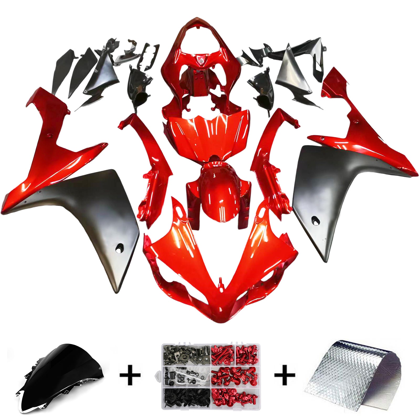 Amotopart 2007-2008 Yamaha R1 Fairing Black&Red Kit
