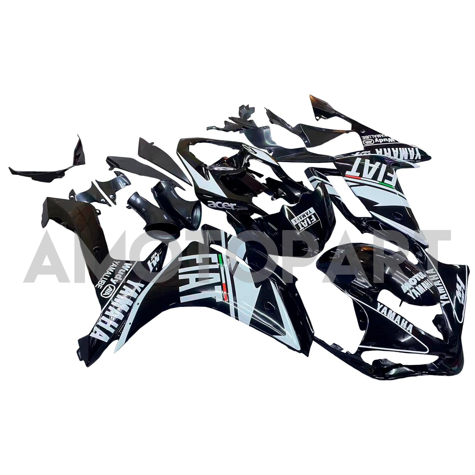 Amotopart 2007-2008 Yamaha YZF 1000 R1 Black White Style 3d Fairing Kit