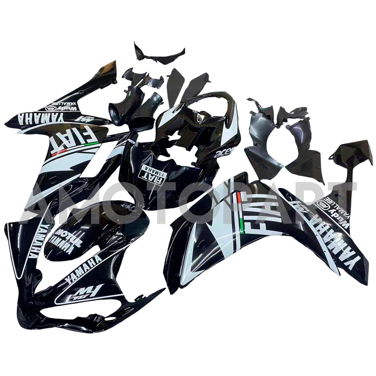 Amotopart 2007-2008 Yamaha YZF 1000 R1 Black White Style 3d Fairing Kit