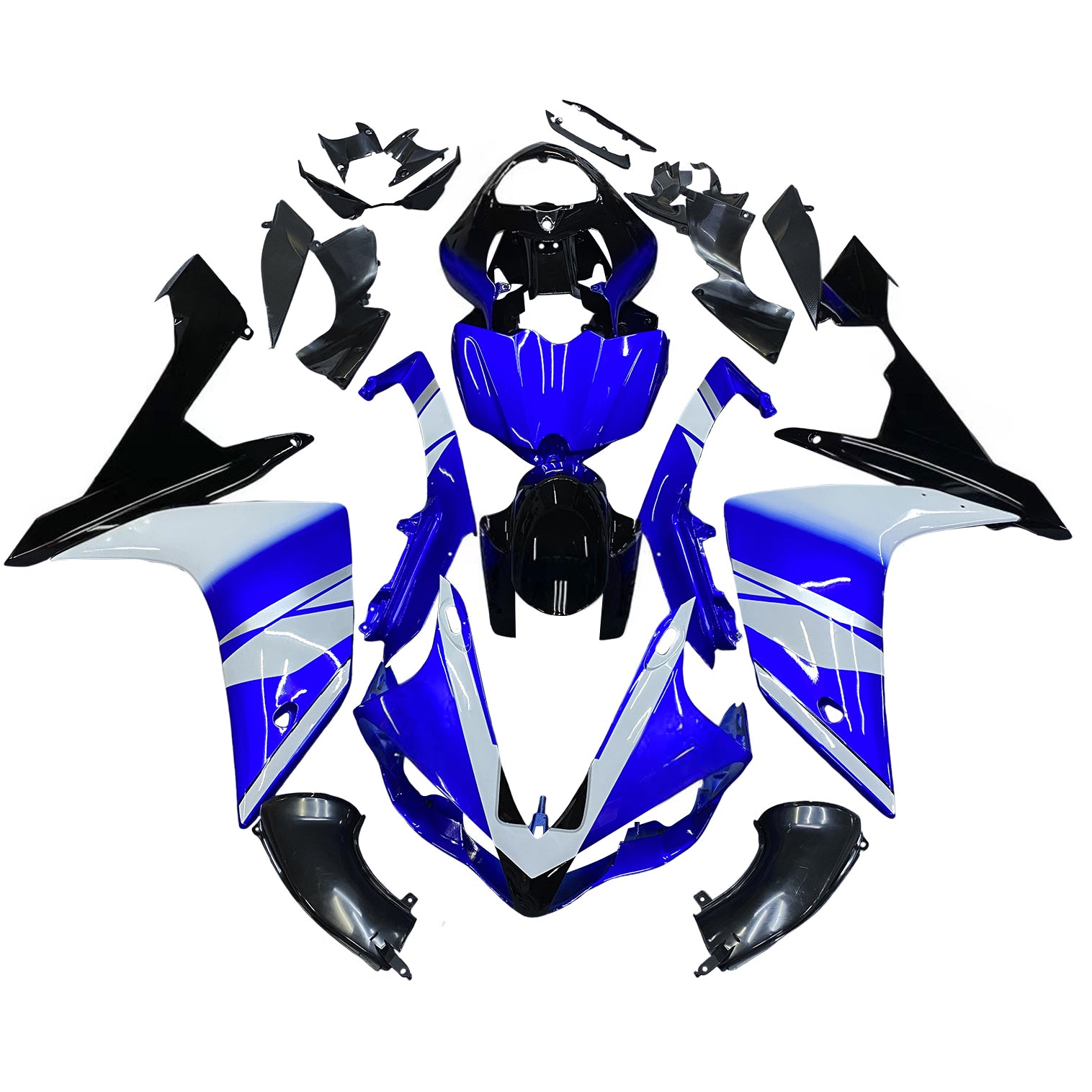 Amotopart 2007-2008 Yamaha YZF 1000 R1 Bleu&Kit de carénage noir Style6