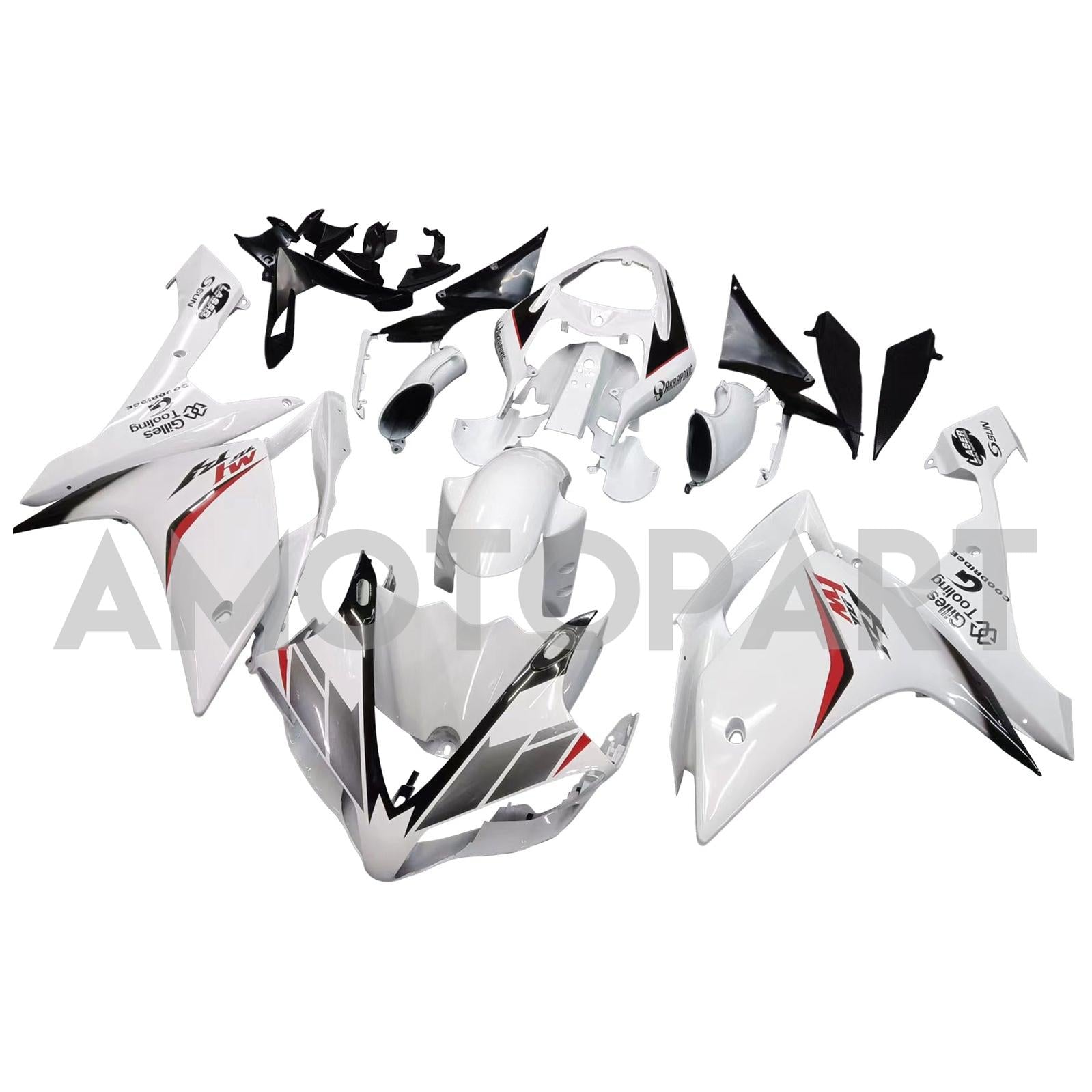 Amotopart 2007-2008 Yamaha YZF 1000 R1 White with Logo Fairing Kit