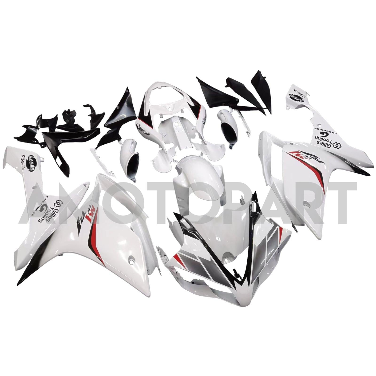Amotopart 2007-2008 Yamaha YZF 1000 R1 White with Logo Fairing Kit