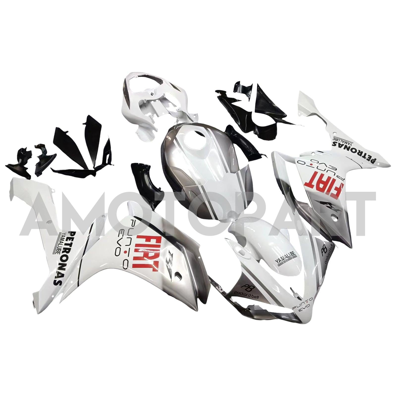Amotopart 2007-2008 Yamaha YZF 1000 R1 White&Silver Fairing Kit