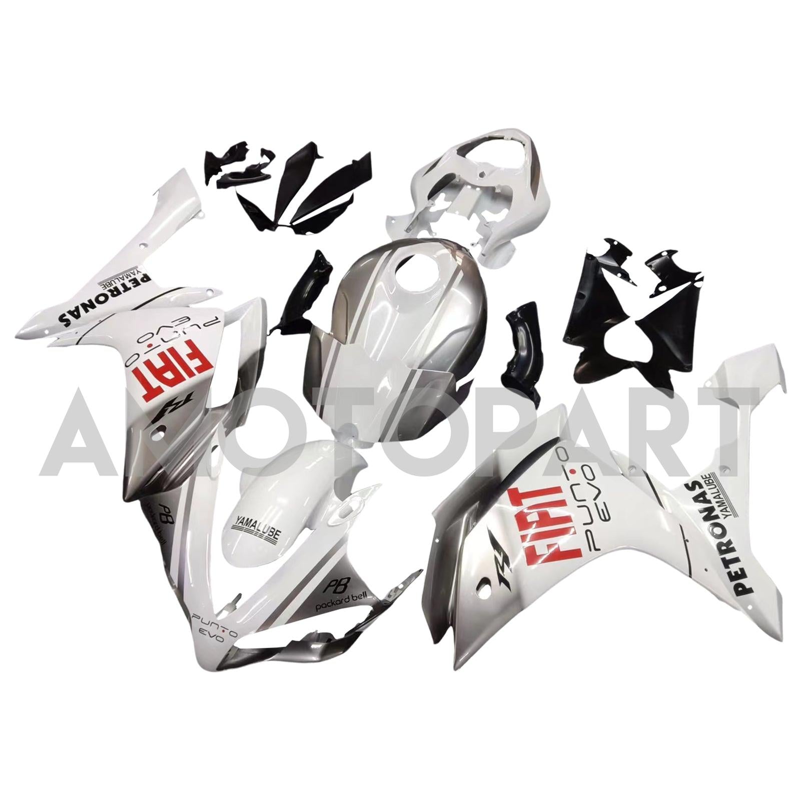Amotopart 2007-2008 Yamaha YZF 1000 R1 White&Silver Fairing Kit
