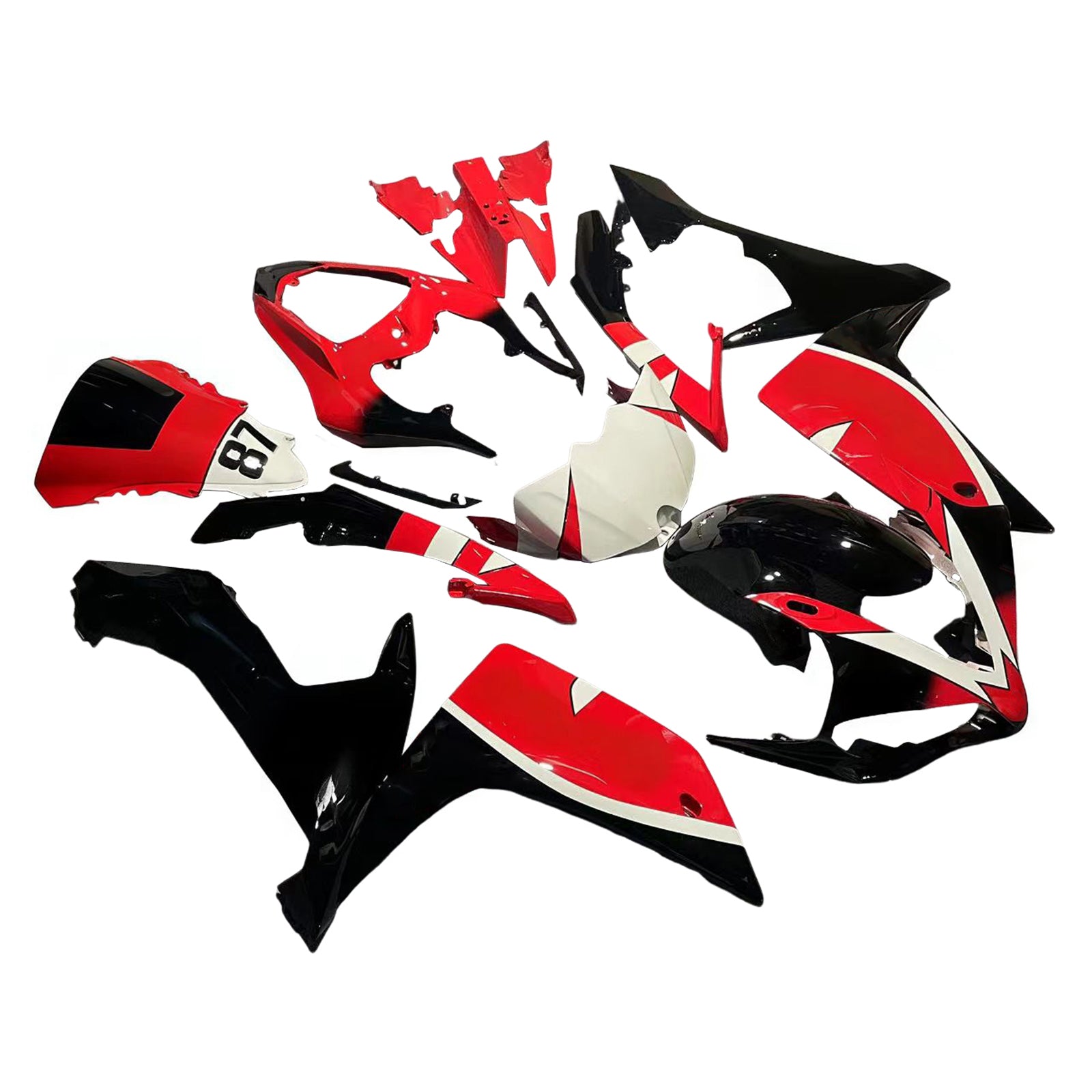 Amotopart Yamaha 2007-2008 YZF 1000 R1 Kit de carenado rojo negro