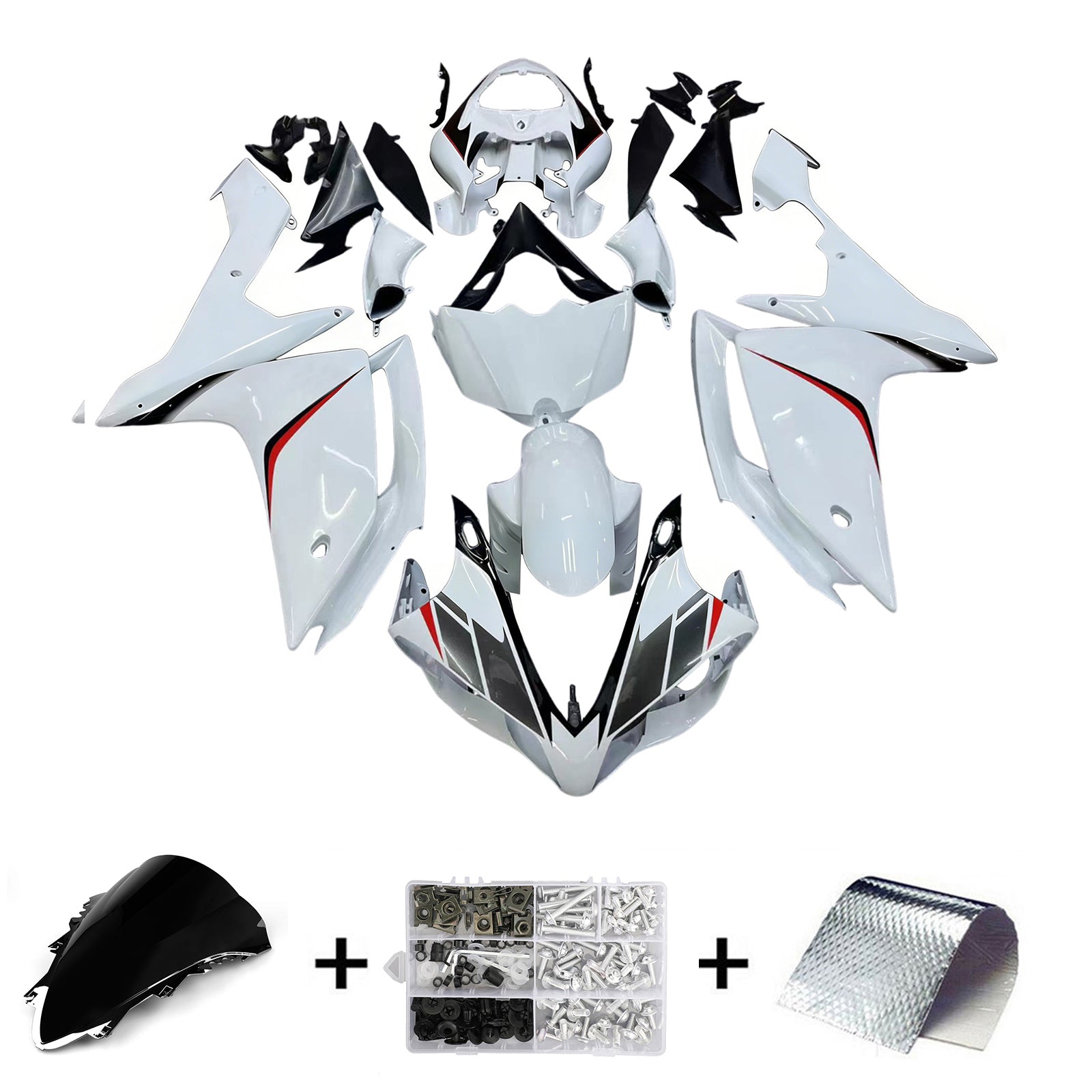 Amotopart Yamaha YZF 1000 R1 2007-2008 White Fairing Kit