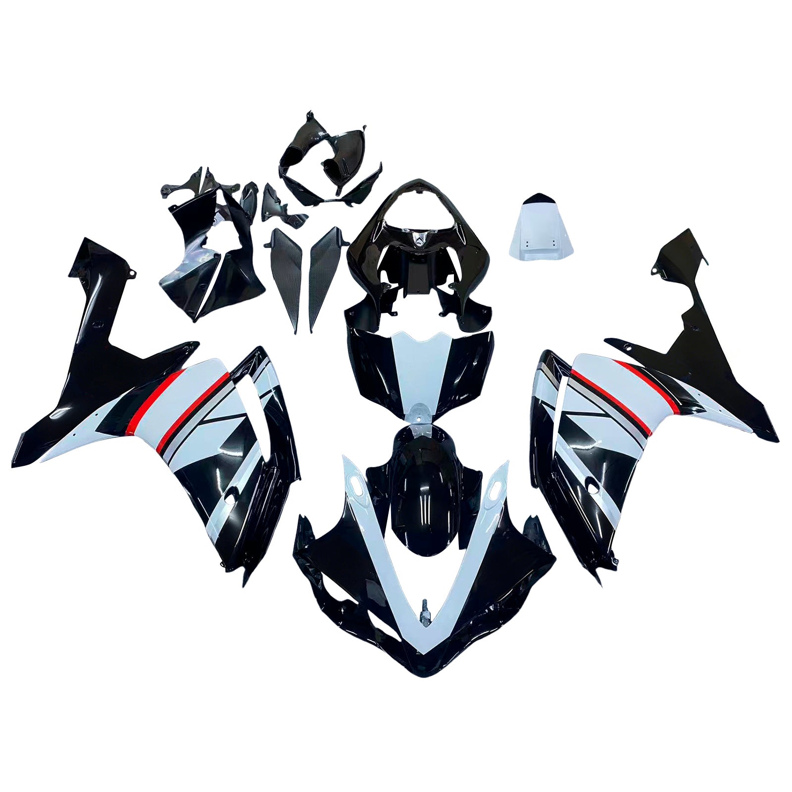 Amotopart Yamaha YZF 1000 R1 2007-2008 Black White Fairing Kit