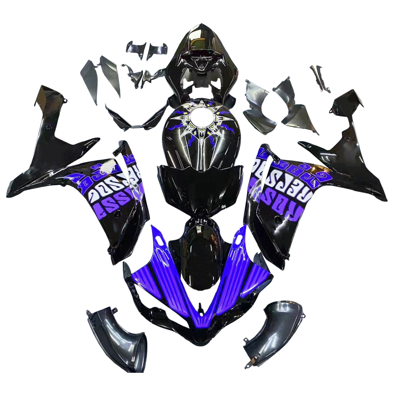 Amotopart 2007-2008 ヤマハ YZF 1000 R1 グロスブルー&ブラック フェアリングキット