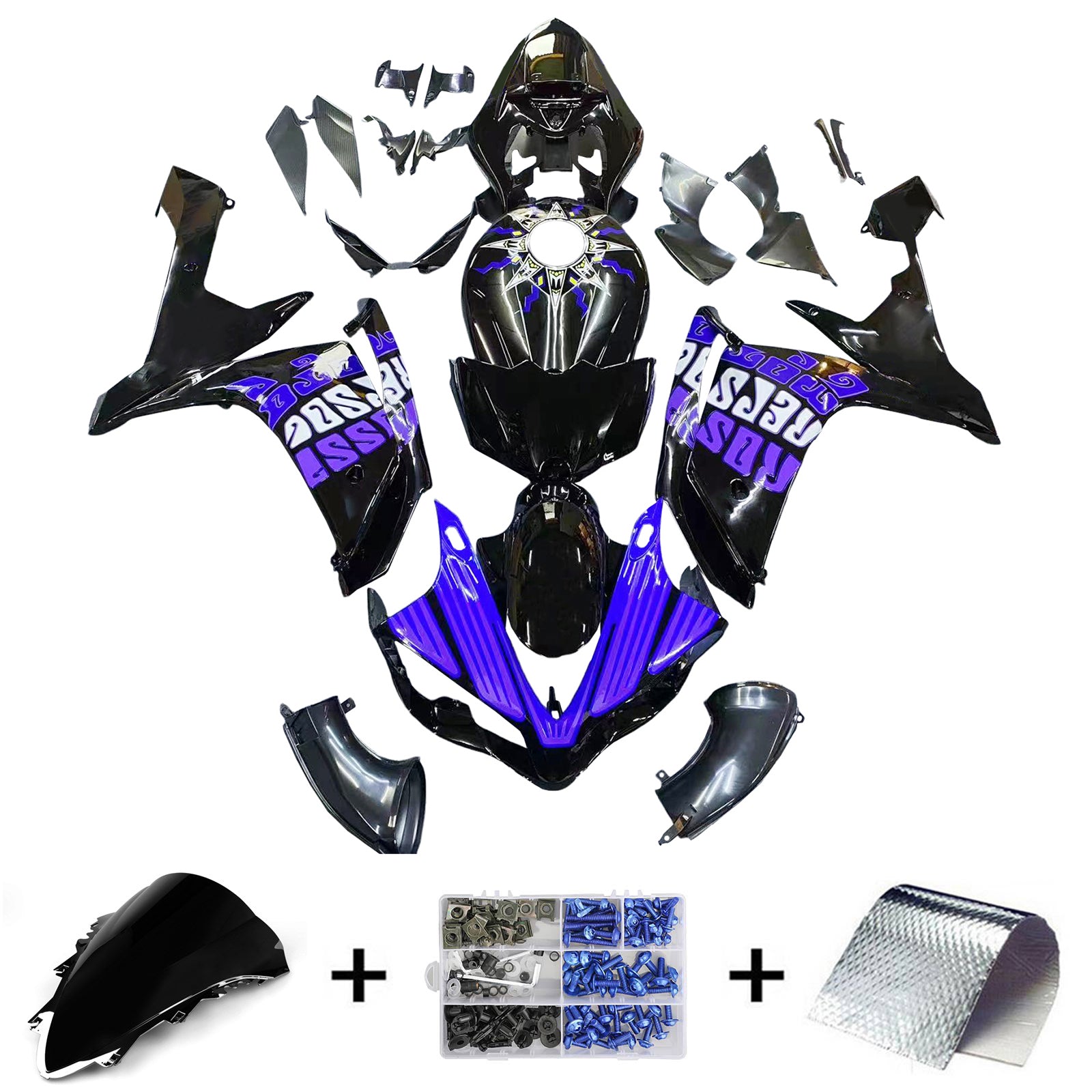 Amotopart 2007-2008 Yamaha YZF 1000 R1 Gloss Purple Blue&Black Fairing Kit