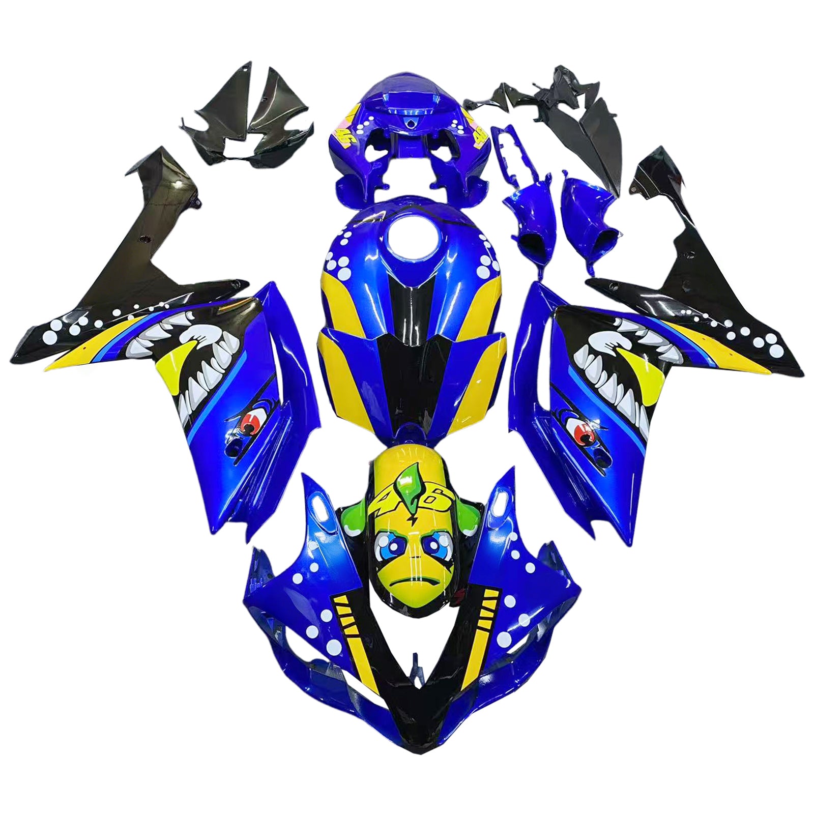 Amotopart 2007-2008 Yamaha YZF 1000 R1 Blue&Yellow Shark Teeth Fairing Kit
