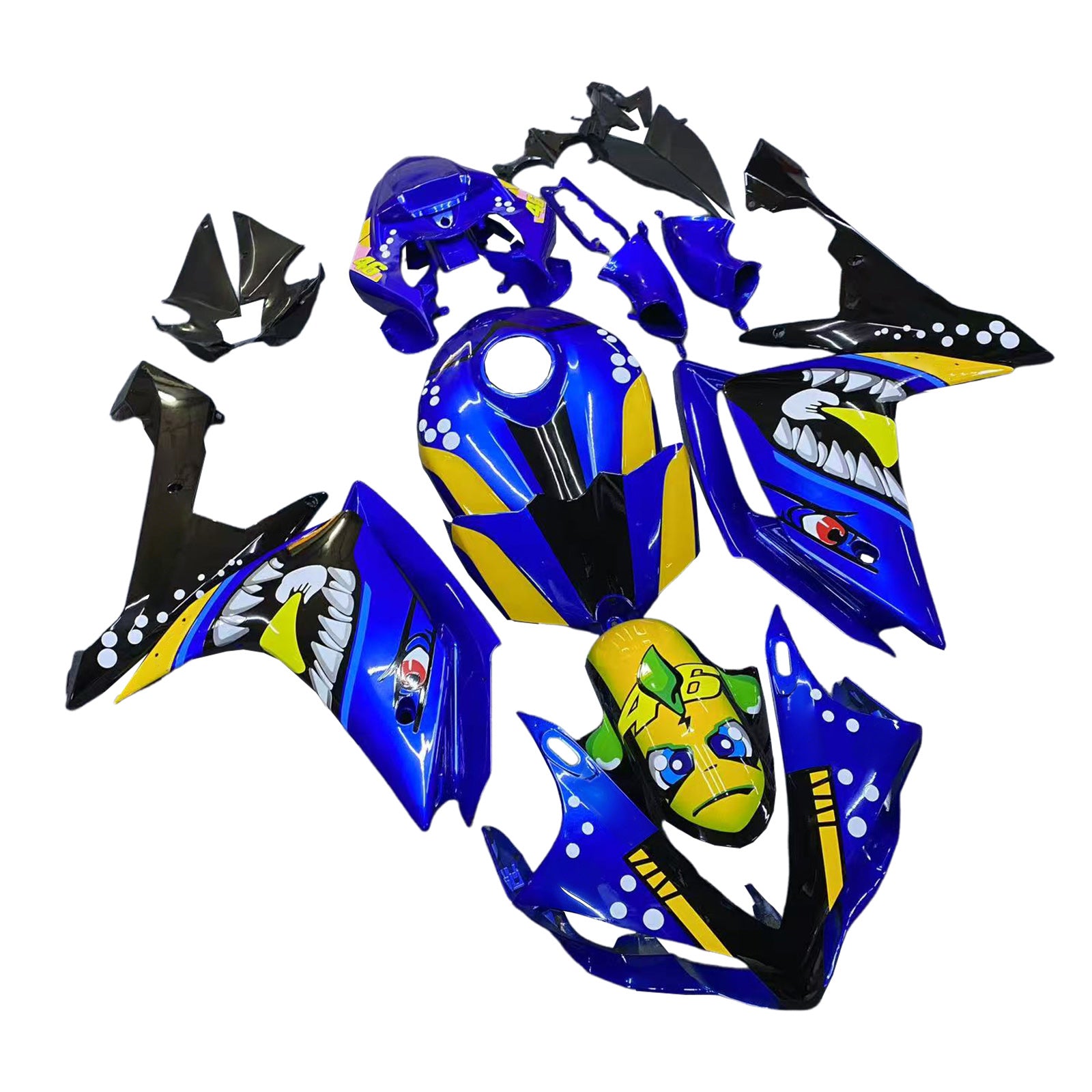 Amotopart 2007-2008 Yamaha YZF 1000 R1 Blue&Yellow Shark Teeth Fairing Kit