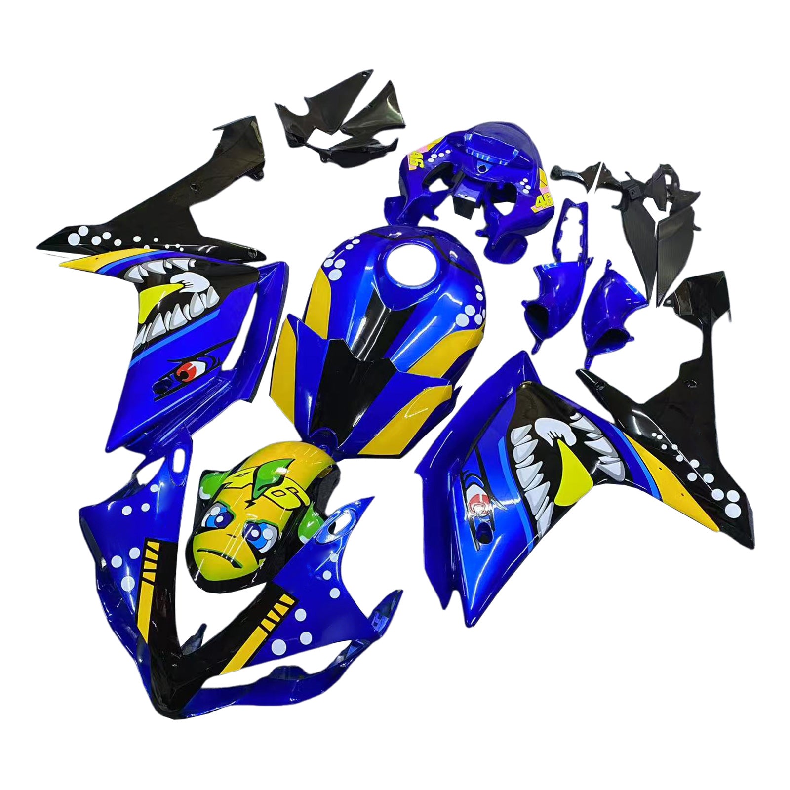Amotopart 2007-2008 Yamaha YZF 1000 R1 Blue&Yellow Shark Teeth Fairing Kit
