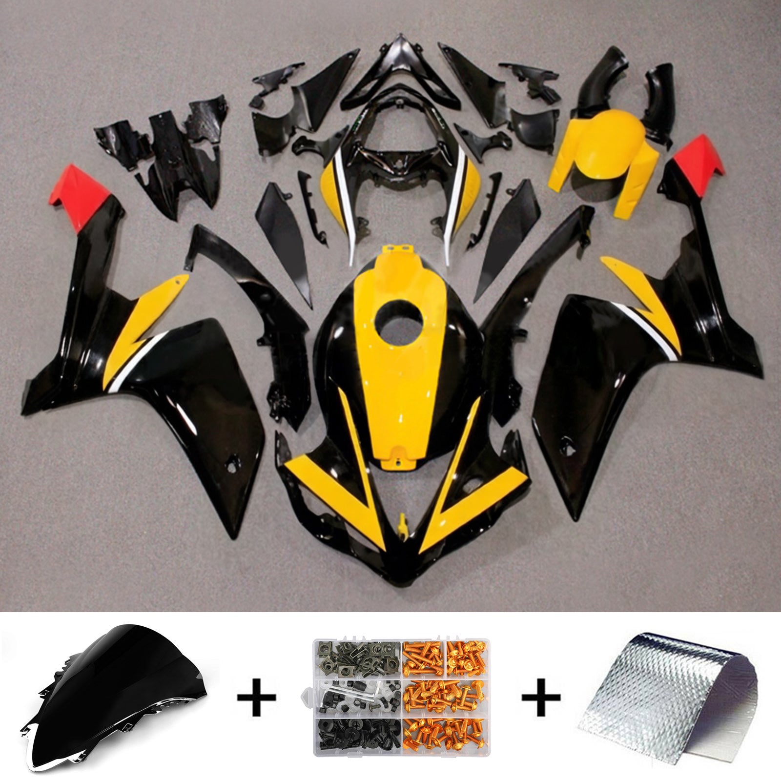Amotopart 2007-2008 Yamaha YZF 1000 R1 Yellow&Black with Monster Logo Fairing Kit