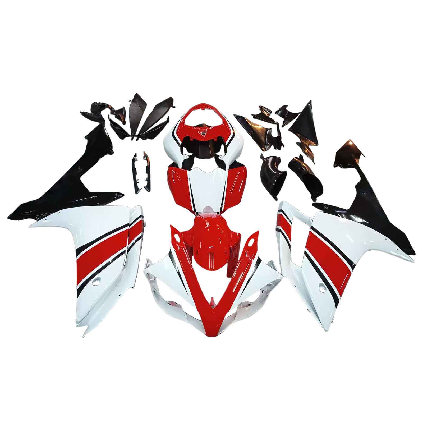 Amotopart 2007-2008 Yamaha YZF 1000 R1 Rouge&Kit de carénage blanc