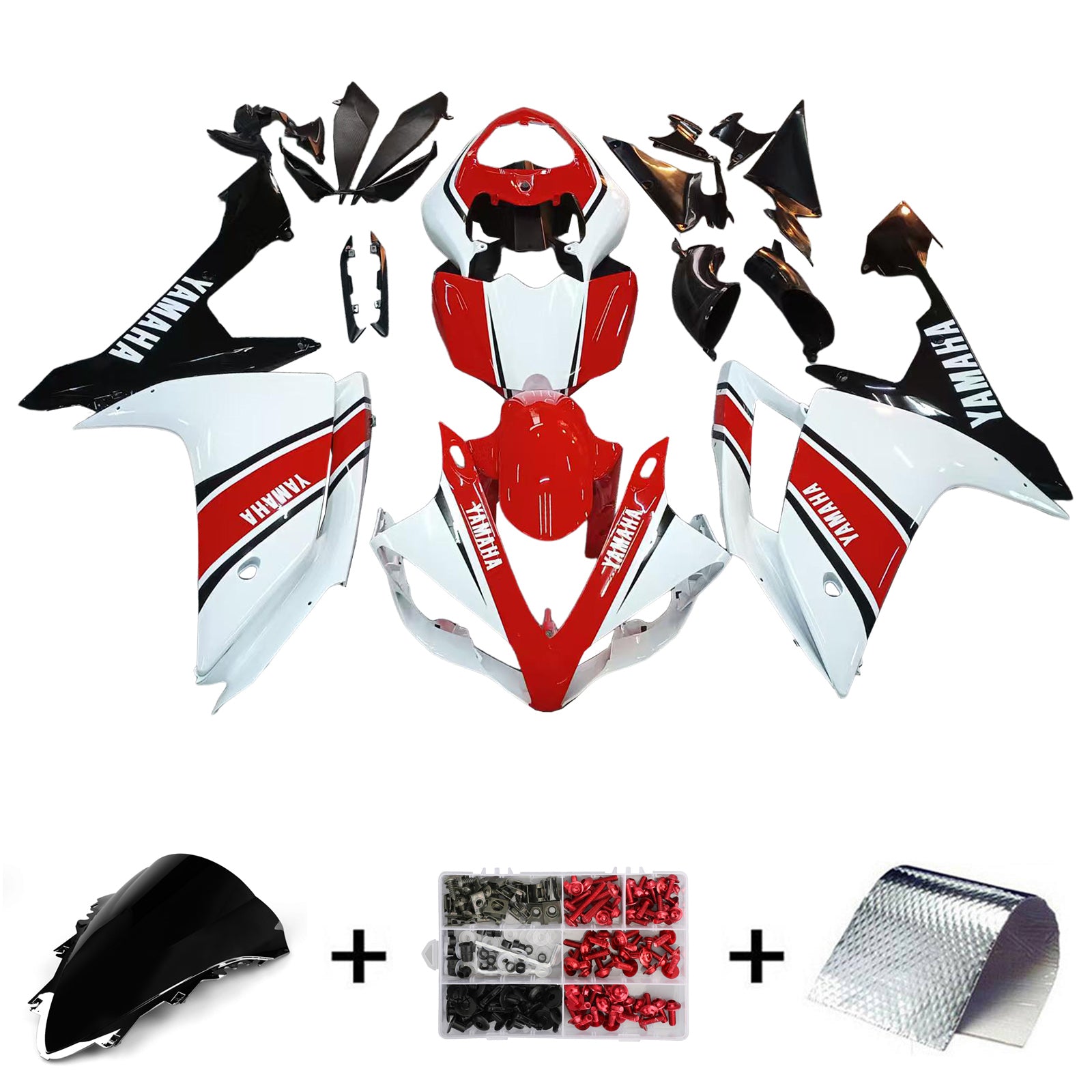 Amotopart 2007-2008 Yamaha YZF 1000 R1 Red&White Fairing Kit