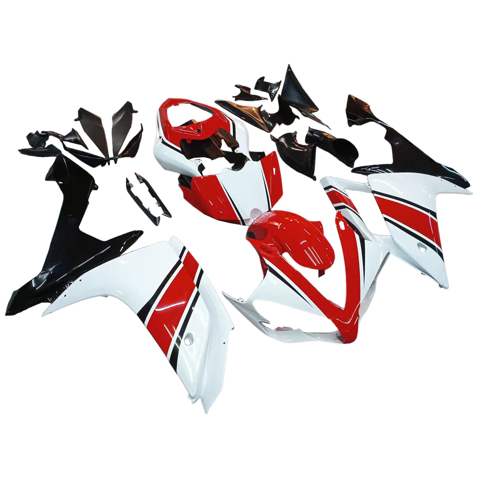 Amotopart 2007-2008 Yamaha YZF 1000 R1 Rouge&Kit de carénage blanc