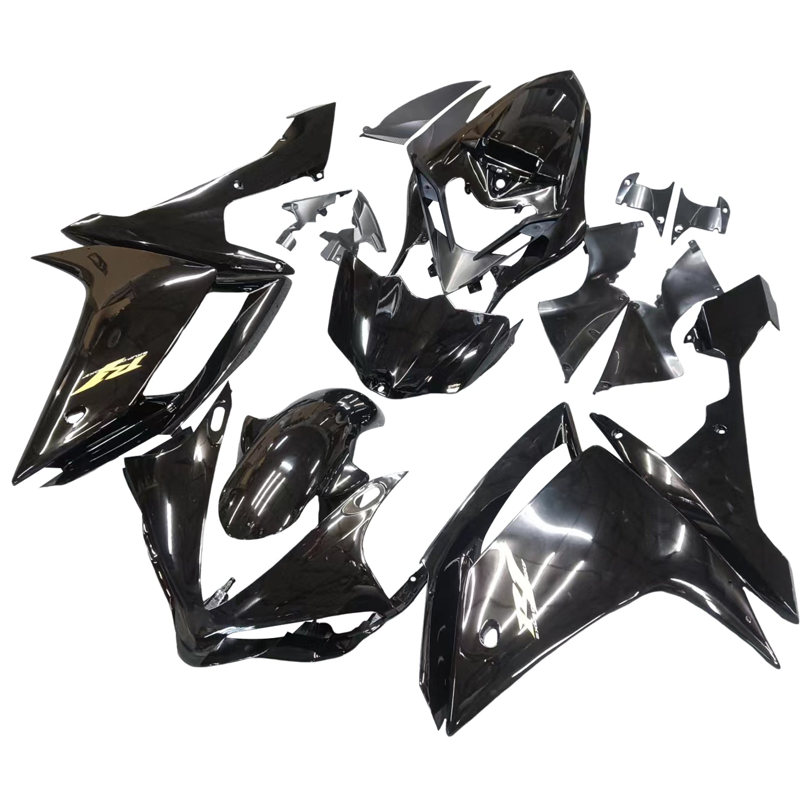 Amotopart 2007–2008 Yamaha YZF 1000 R1 glänzend schwarzes Verkleidungsset
