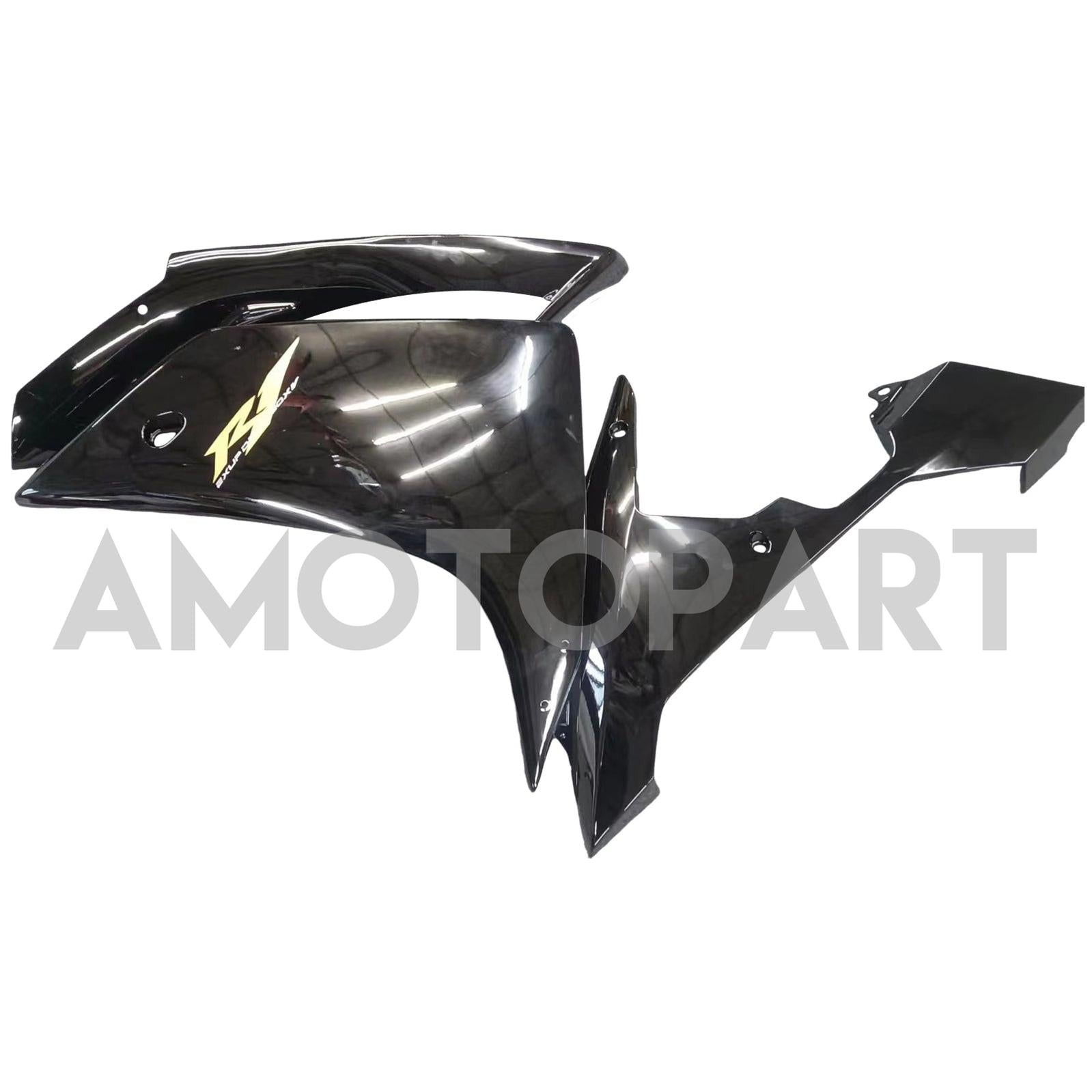 Amotopart 2007-2008 Yamaha YZF 1000 R1 Gloss Black with Gold Logo Fairing Kit