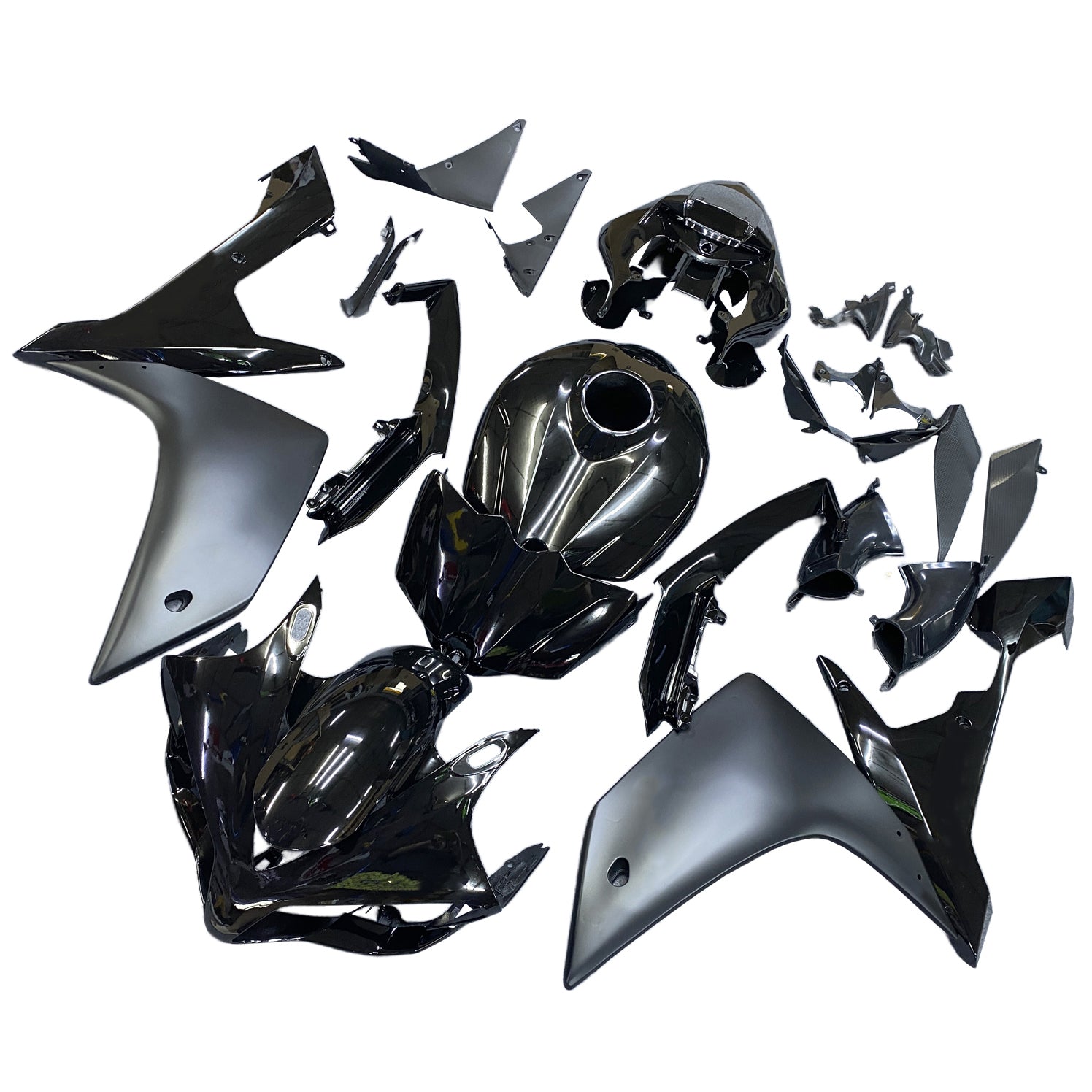 Amotopart 2007-2008 Yamaha YZF 1000 R1 Gloss Black with Matte Grey Fairing Kit