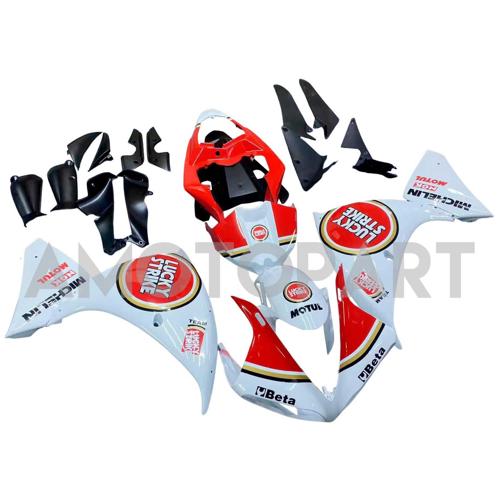 Amotopart 2009-2011 Yamaha YZF 1000 R1 White&Red Lucky Strike Style4 Fairing Kit