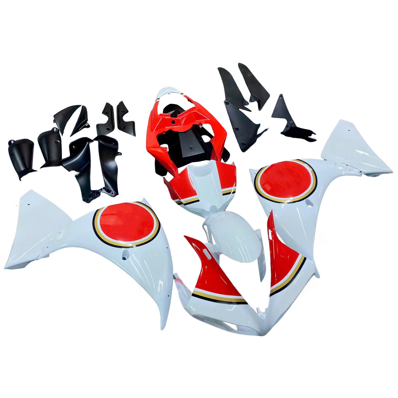 Amotopart 2009-2011 Yamaha YZF 1000 R1 White&Red Lucky Strike Style4 Fairing Kit