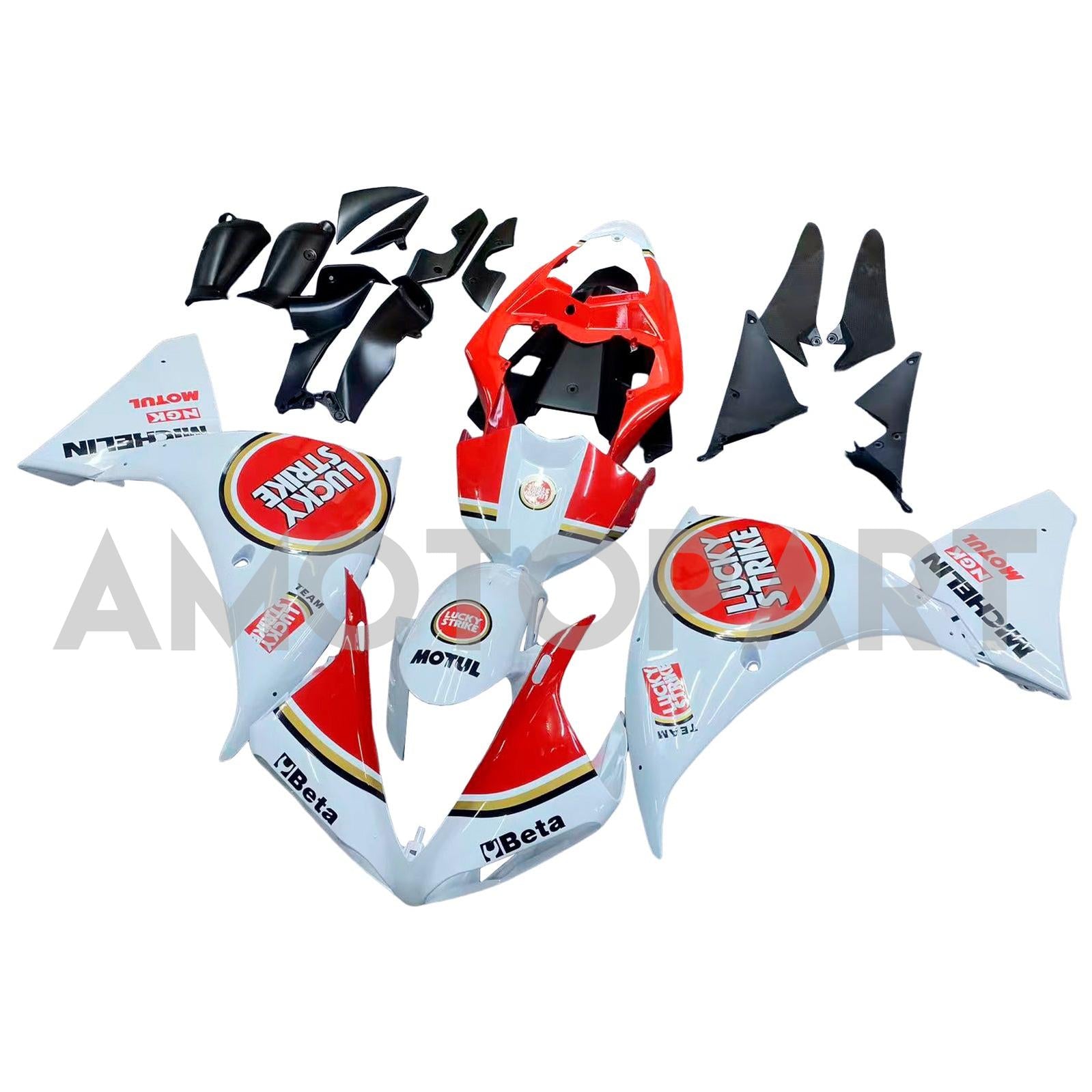 Amotopart 2009-2011 Yamaha YZF 1000 R1 White&Red Lucky Strike Style4 Fairing Kit