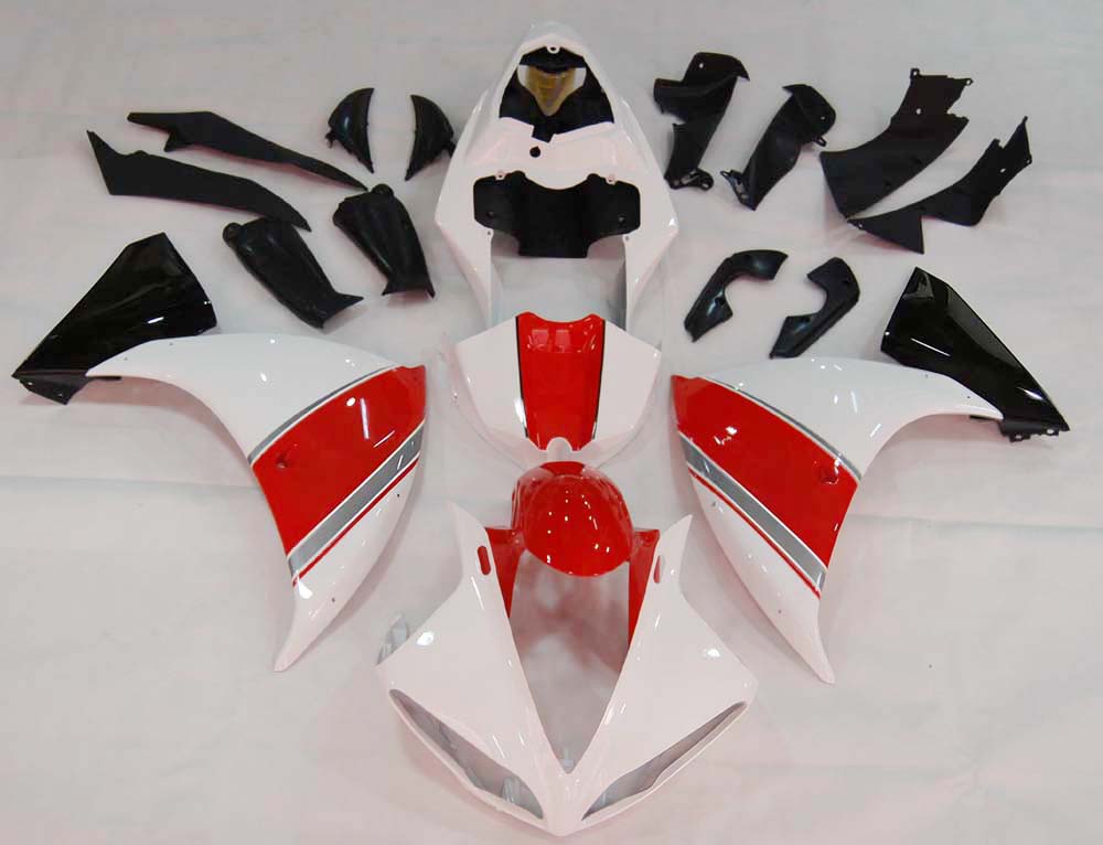 Amotopart 2009-2011 Yamaha YZF 1000 R1 White&Red Style2 Fairing Kit