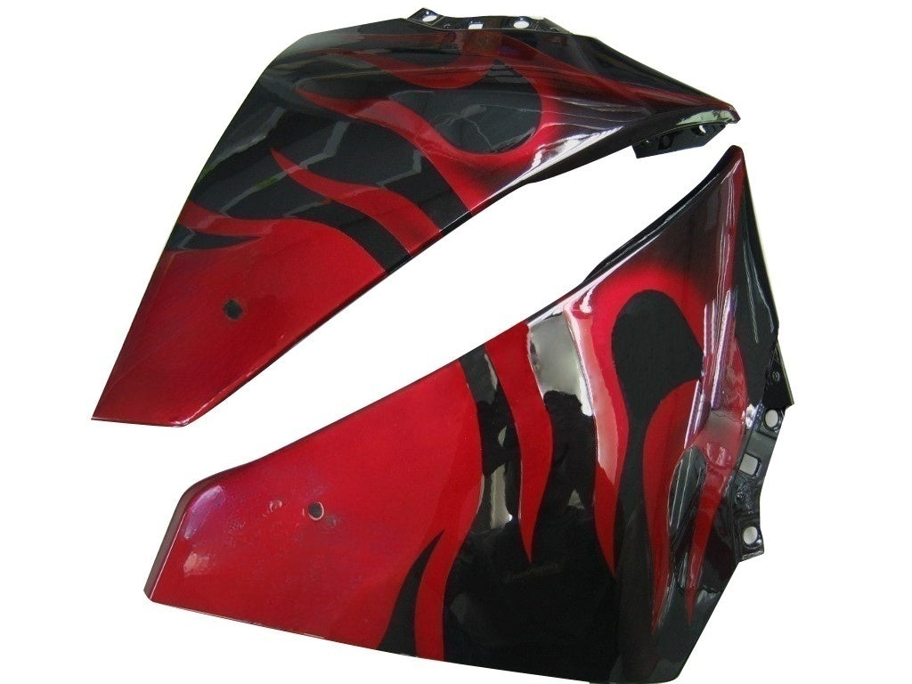 Amotopart 2009–2011 Yamaha YZF 1000 R1 Schwarz mit rotem Flammen-Verkleidungsset