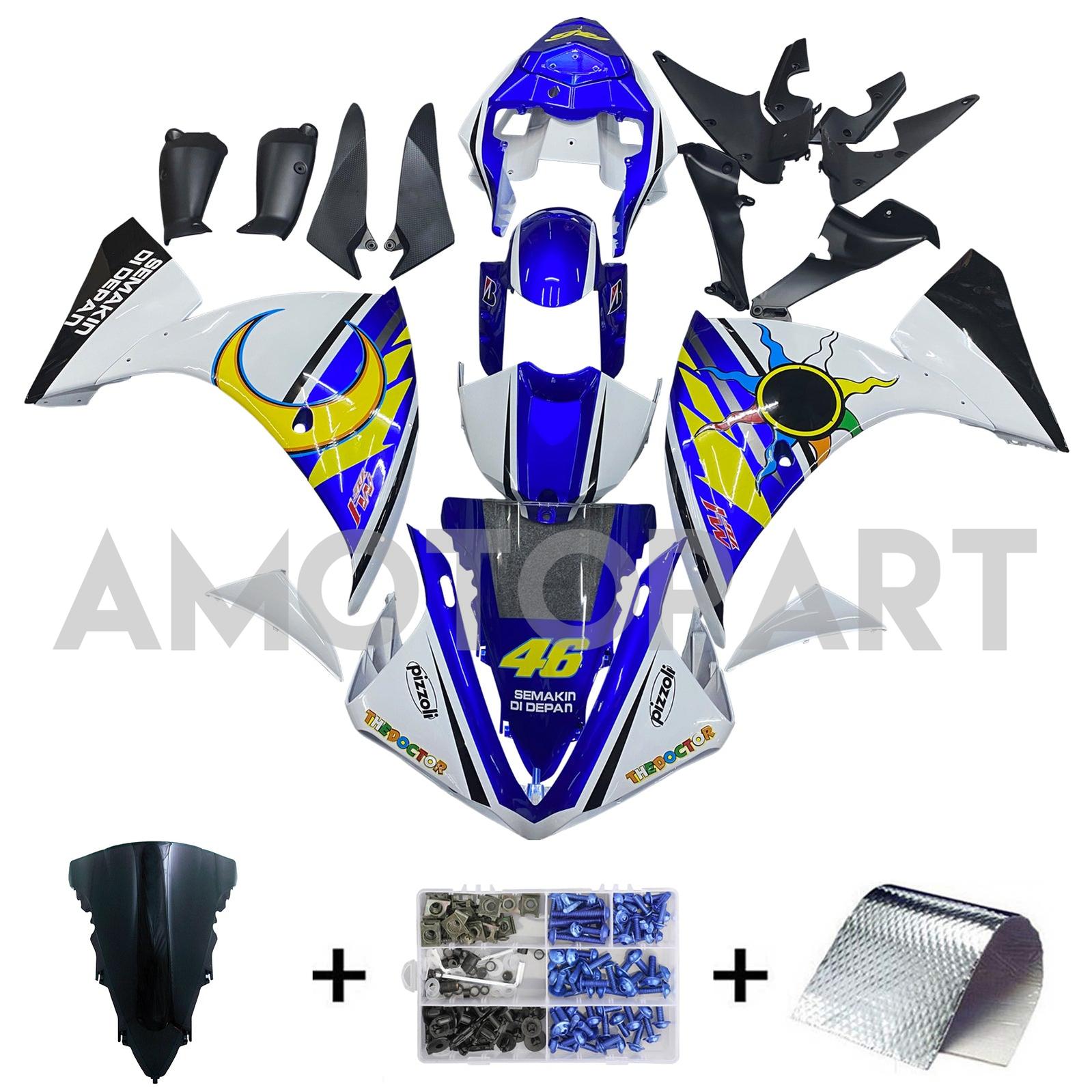 Amotopart Yamaha YZF 1000 R1 2009-2011 Blue & White Style 5 Failing Kit
